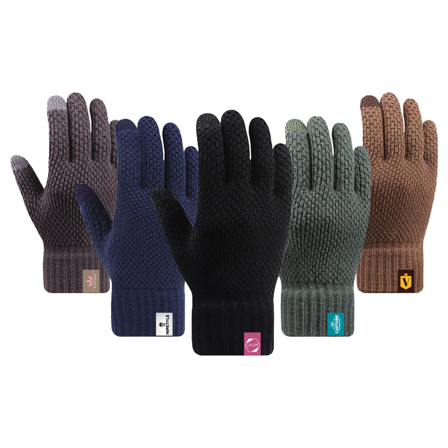 Adult Waffle Knit Gloves with Sensitive Touch and Custom 5