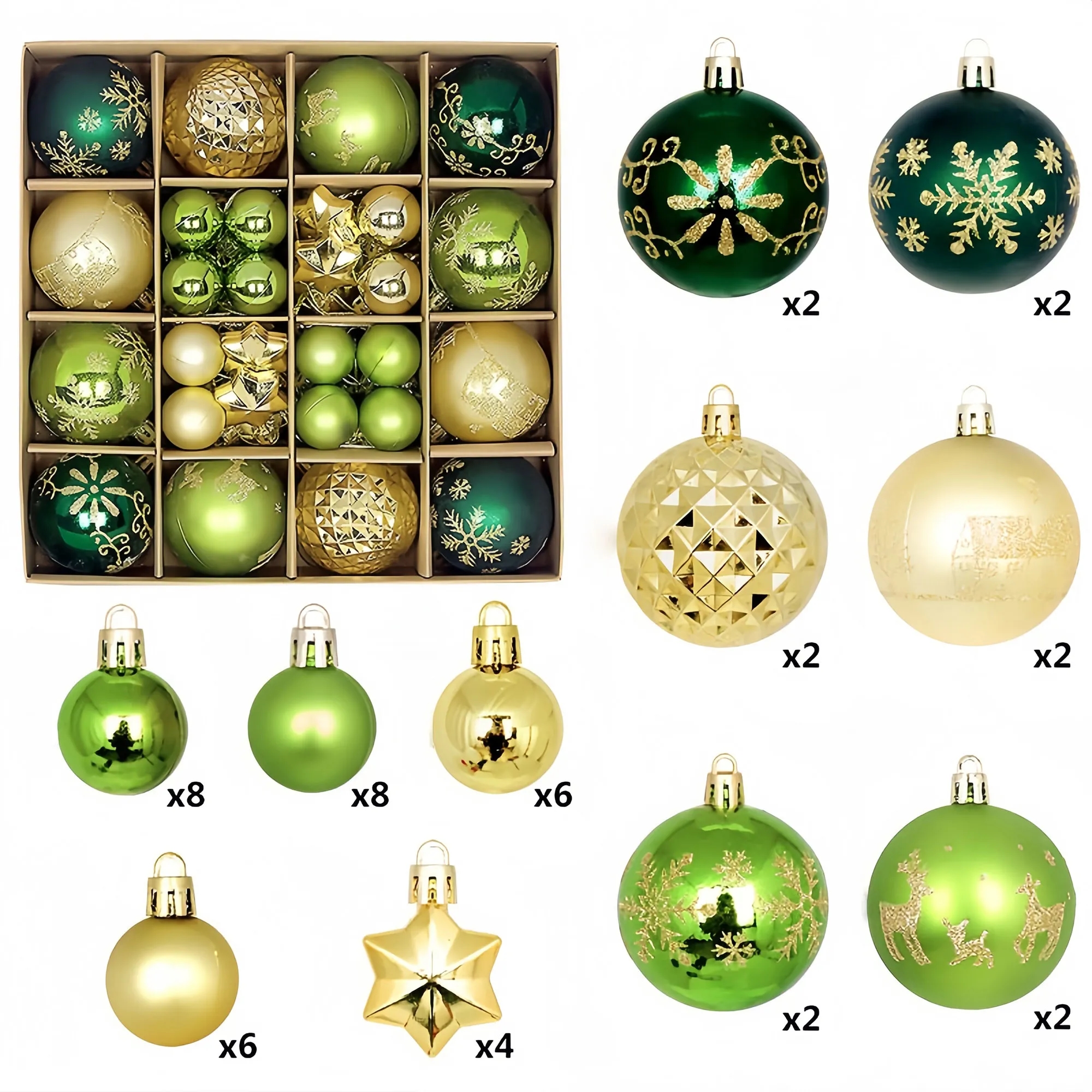 Premium Christmas Bauble Set With Unique Designs 16