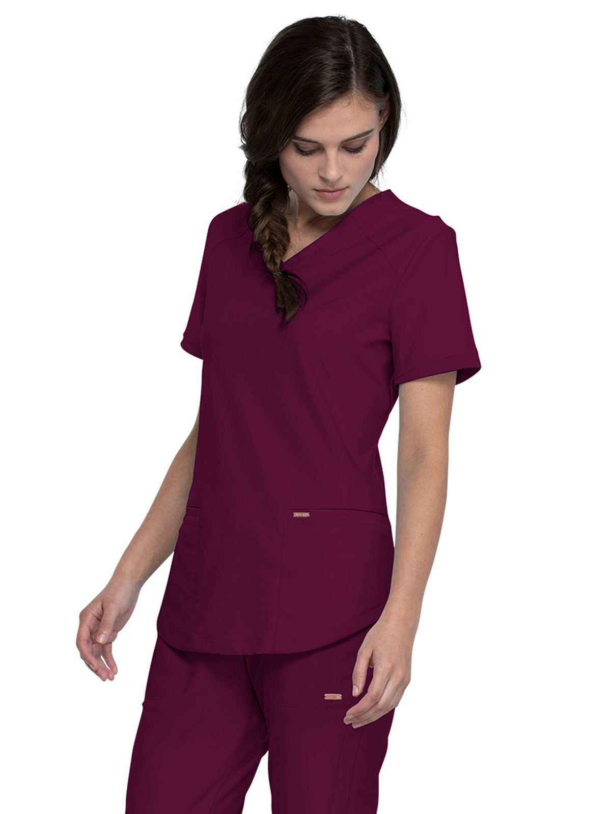 Cherokee - Form - Women's 2-Pocket Curved Hemline V-Neck Top 17