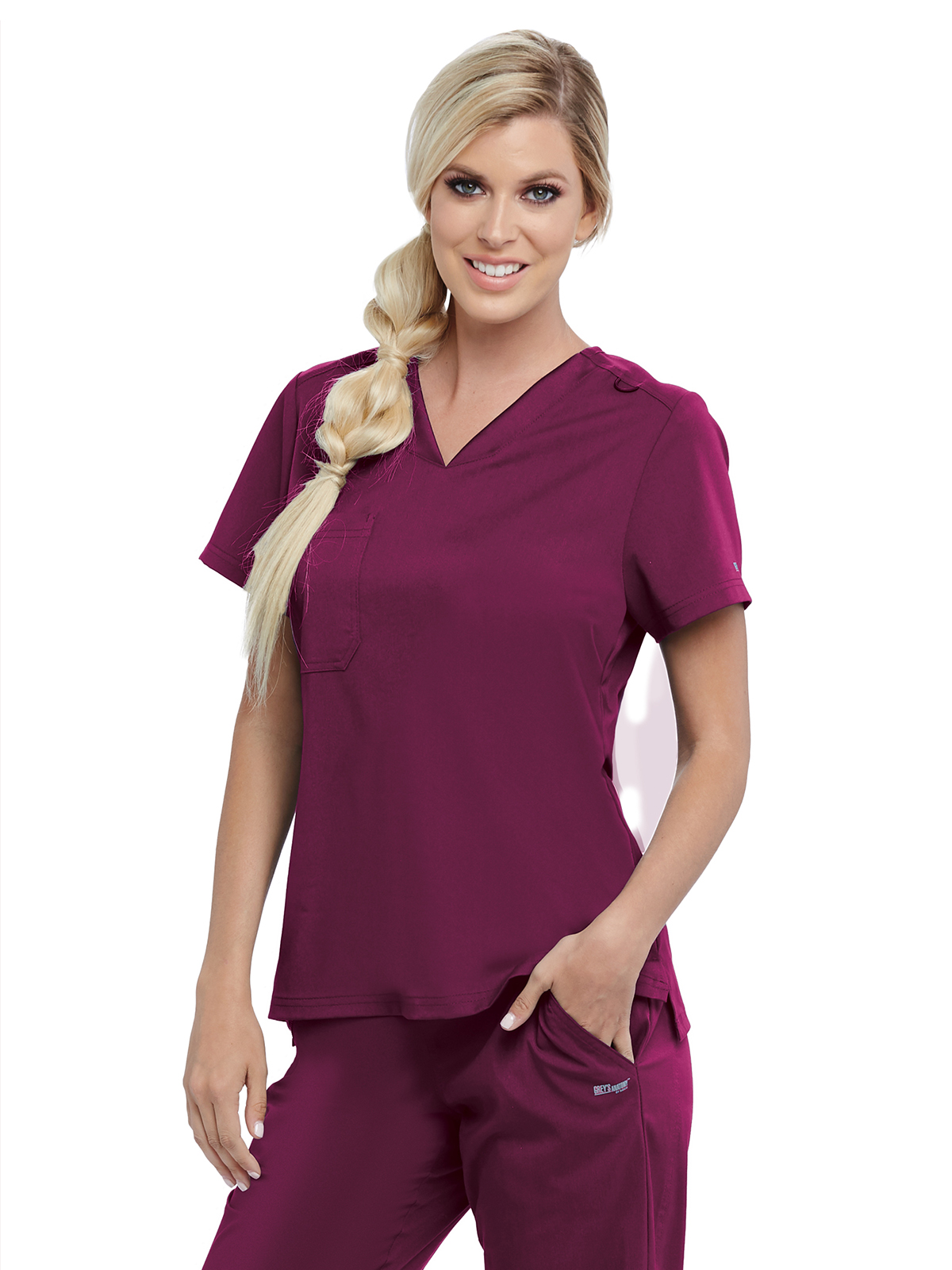 Grey's Anatomy Spandex Stretch - Women's One-Pocket Bree Tuck-In Scrub Top 16