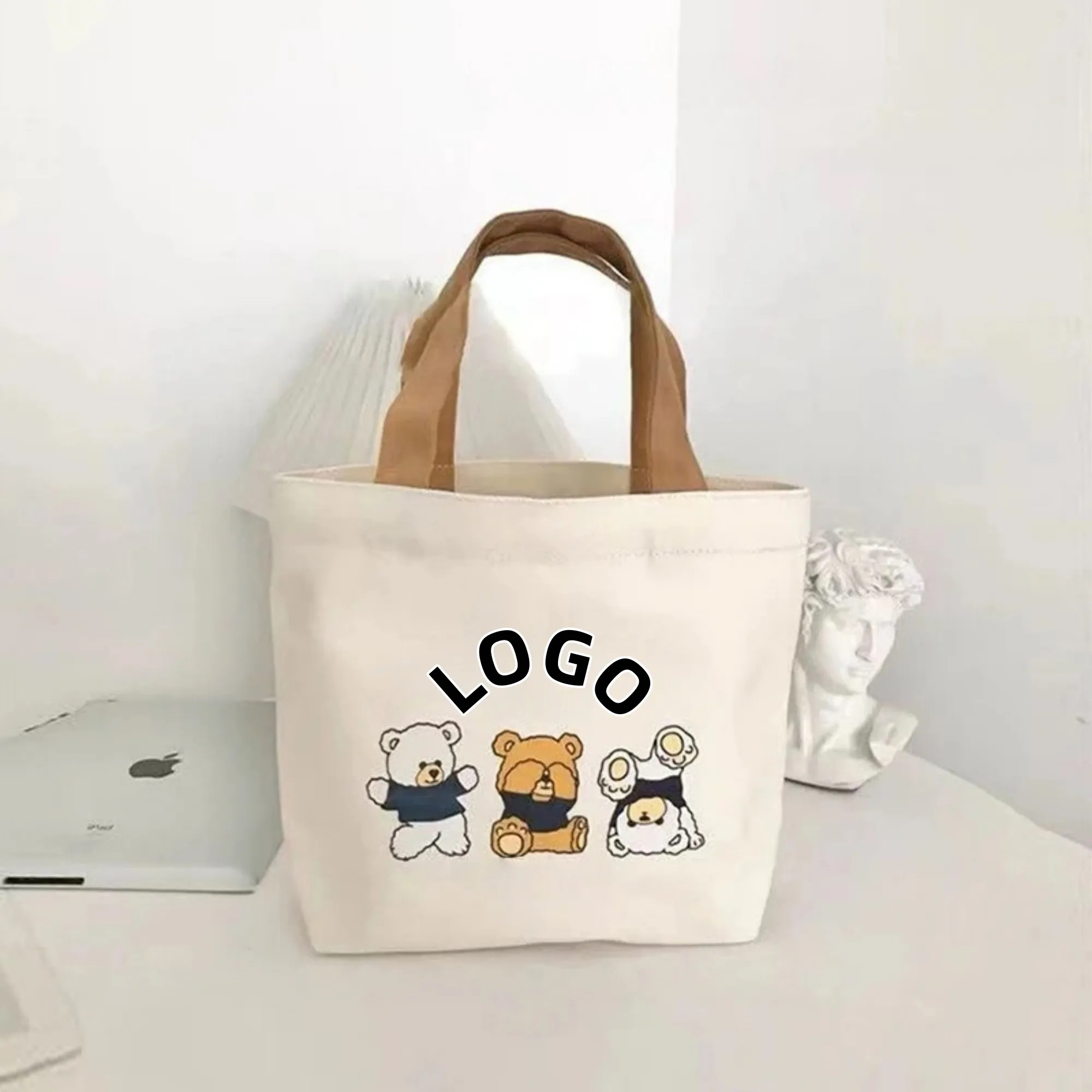 Eco-friendly canvas tote bag with bottom and no sides 2