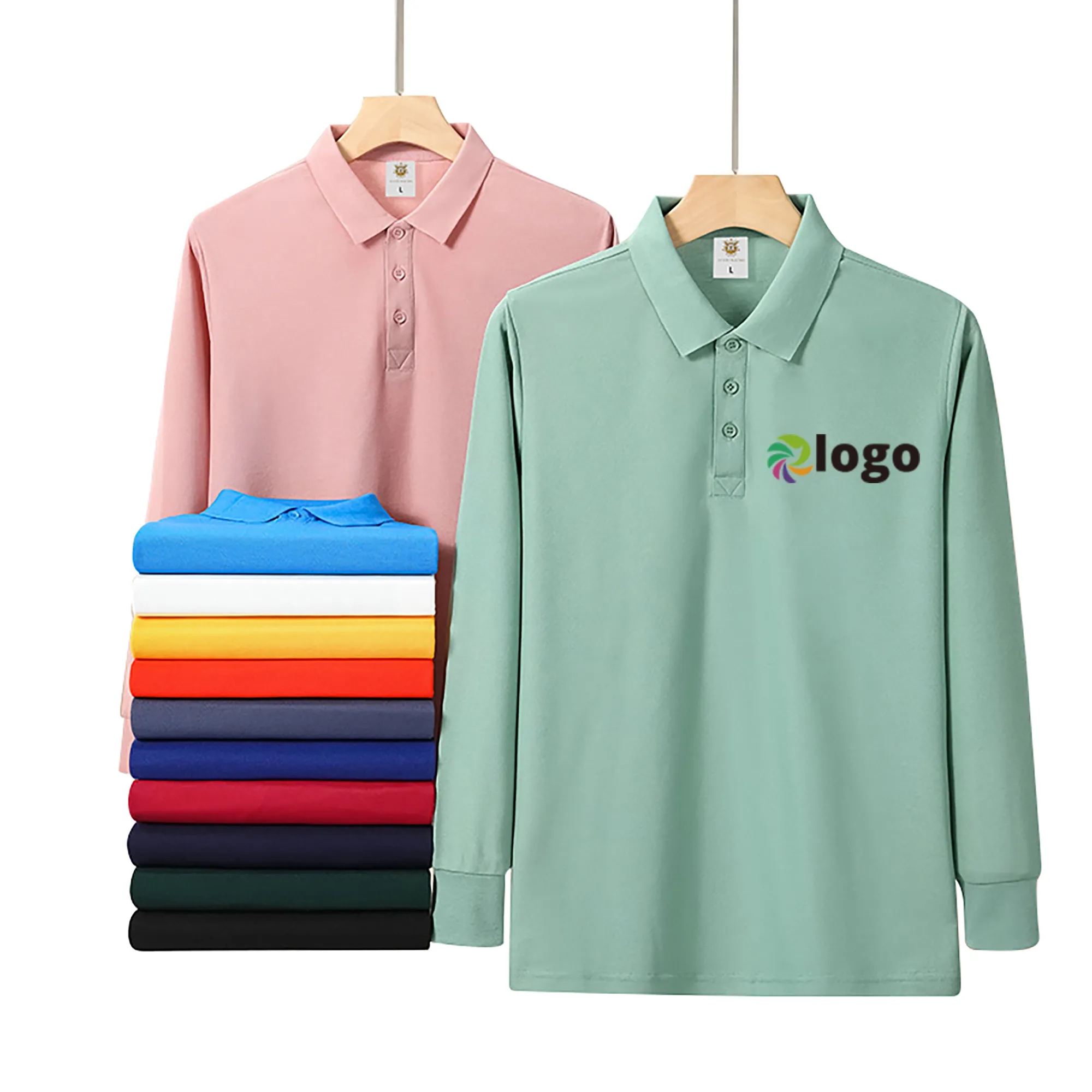 Custom Cotton Long-sleeved Polo Shirt Low Moq