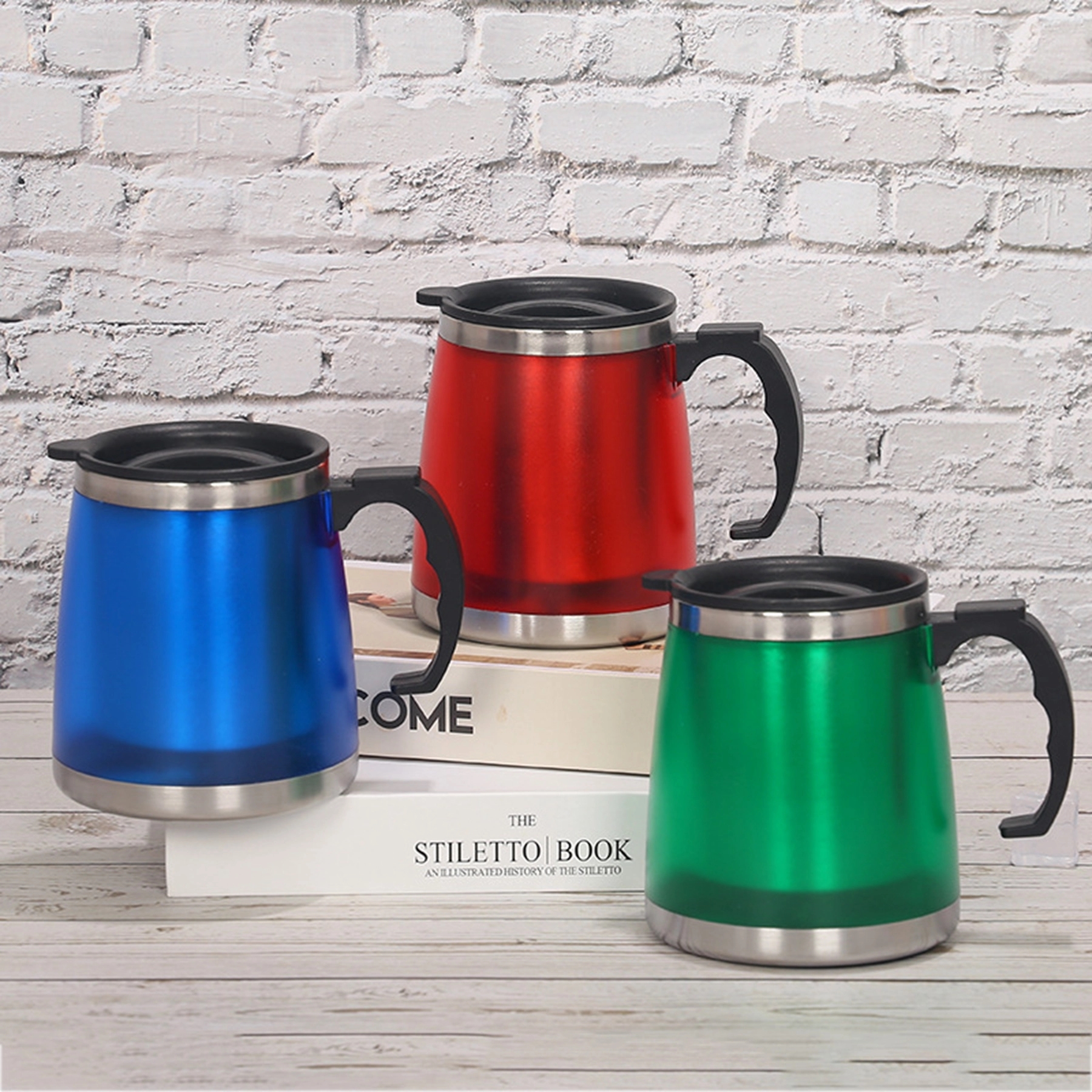 15 Oz. Outer Plastic Inner Stainless Steel Cup with Handle 8