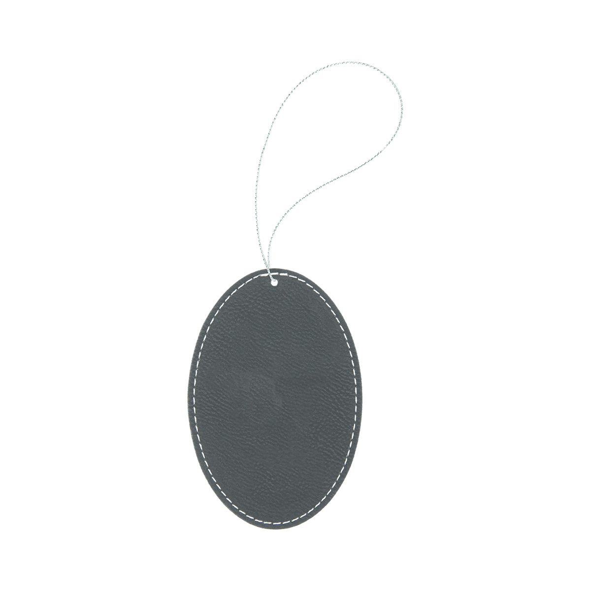 Black/Silver Leatherette Oval Ornament 2