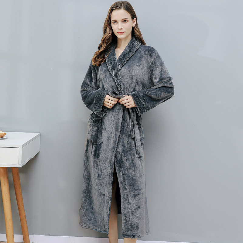 High Quality Women Men Fannel Warm Plush Robes 8
