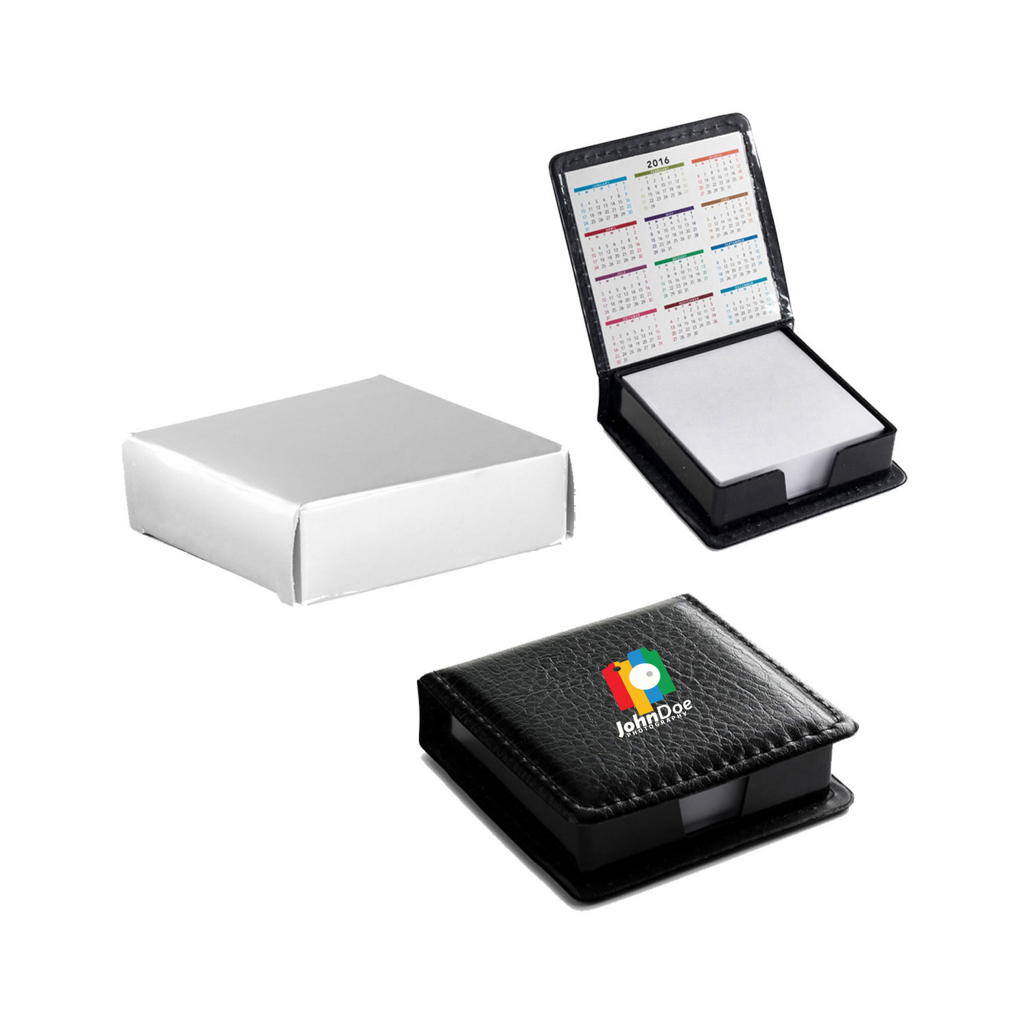 Leatherette Flip-Top Calendar Box with White Note Paper 7