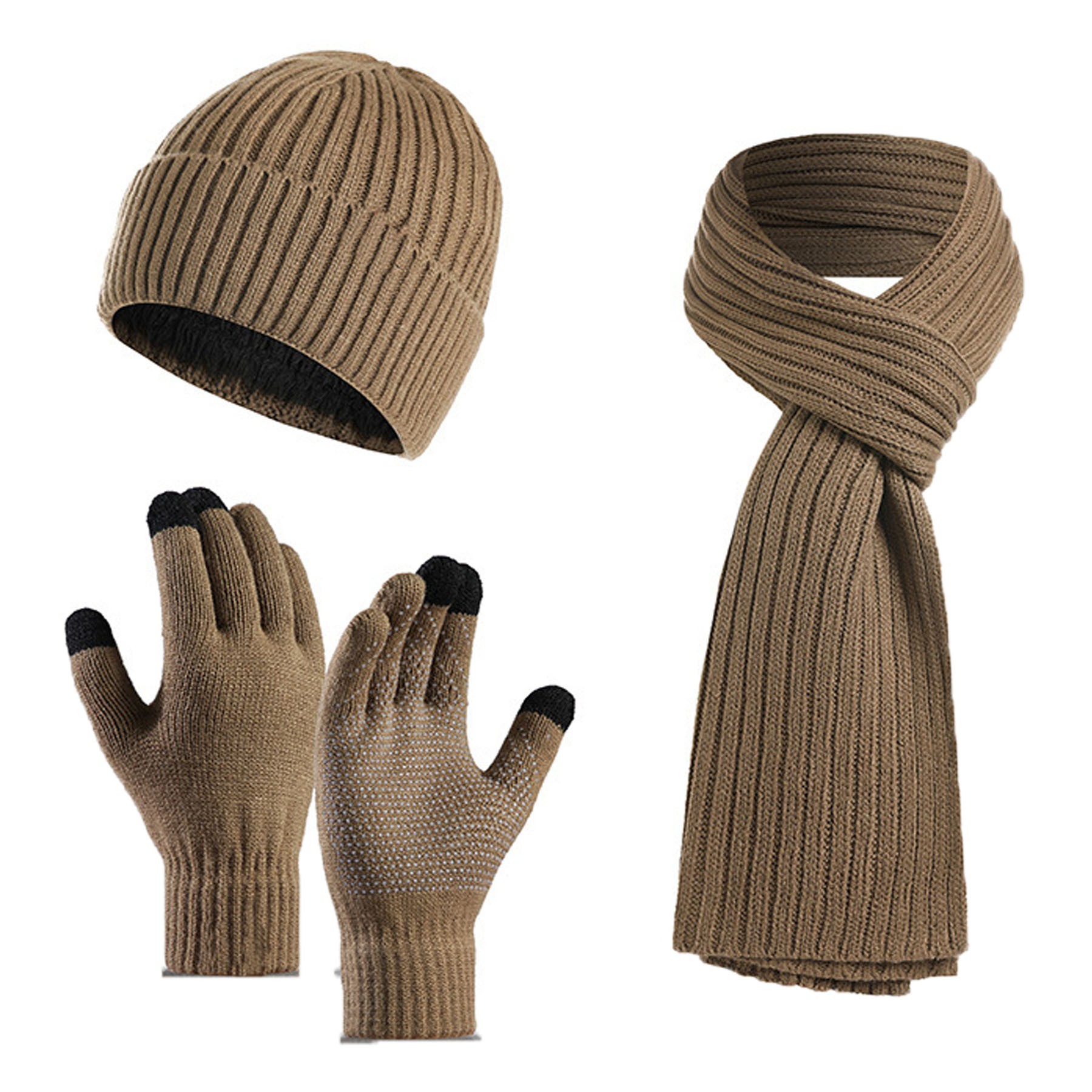 Knit Scarve Glove Hat Set 7