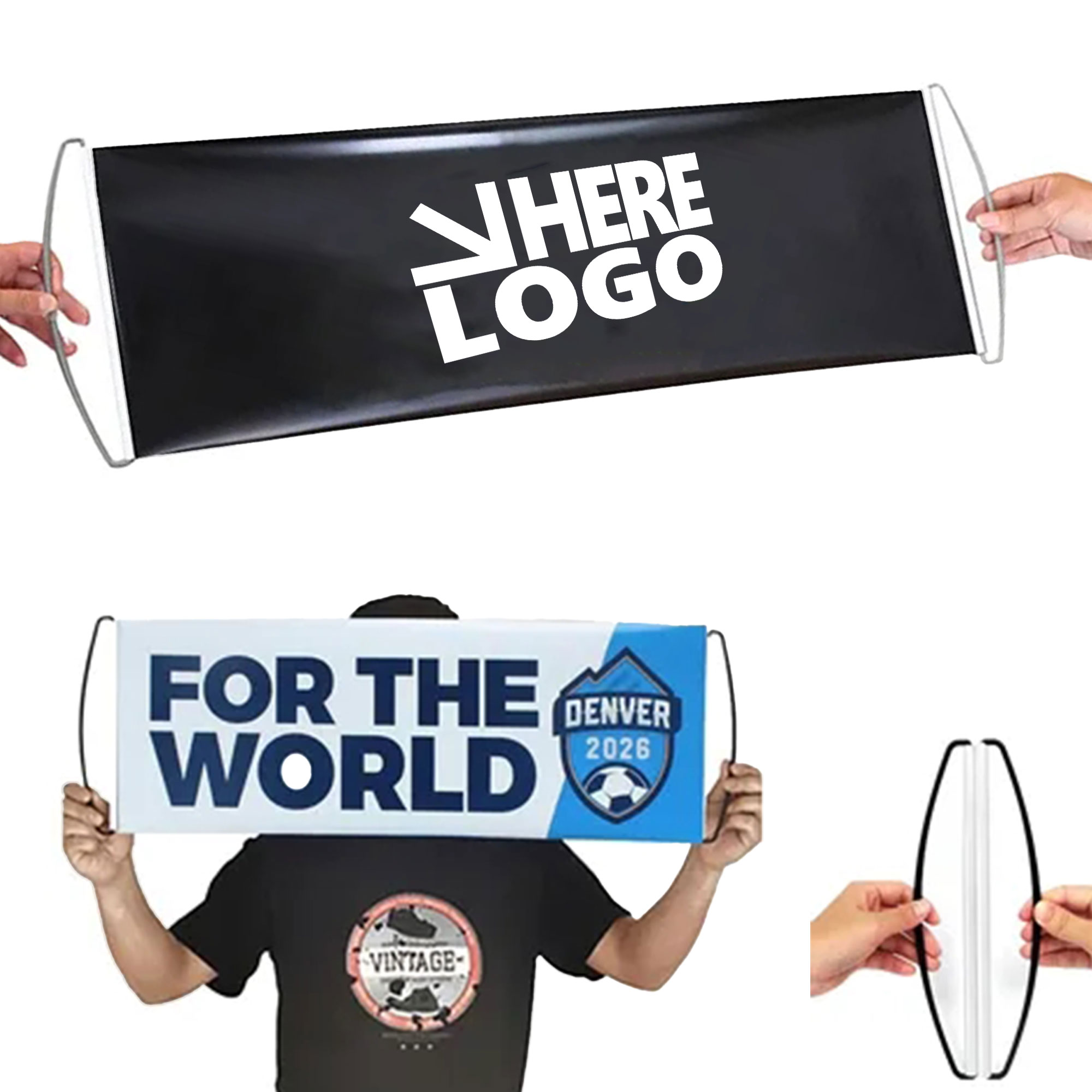 MOQ 50 Rolling Banner Hand PET Flag 3