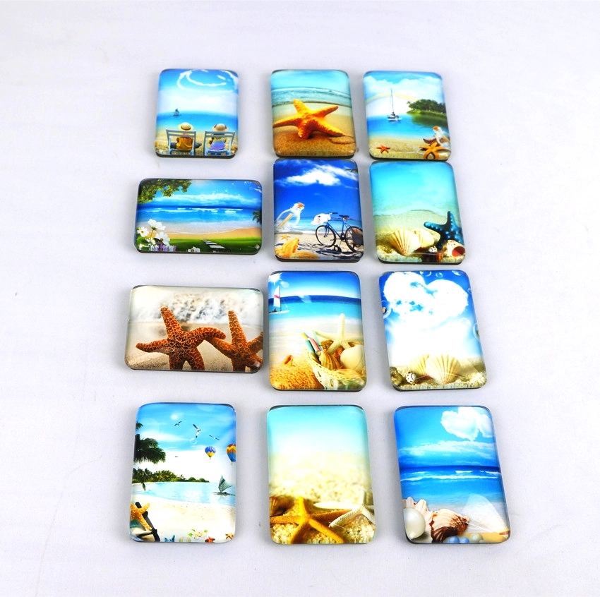 Rectangle crystal Glass 3D Fridge Magnet 3