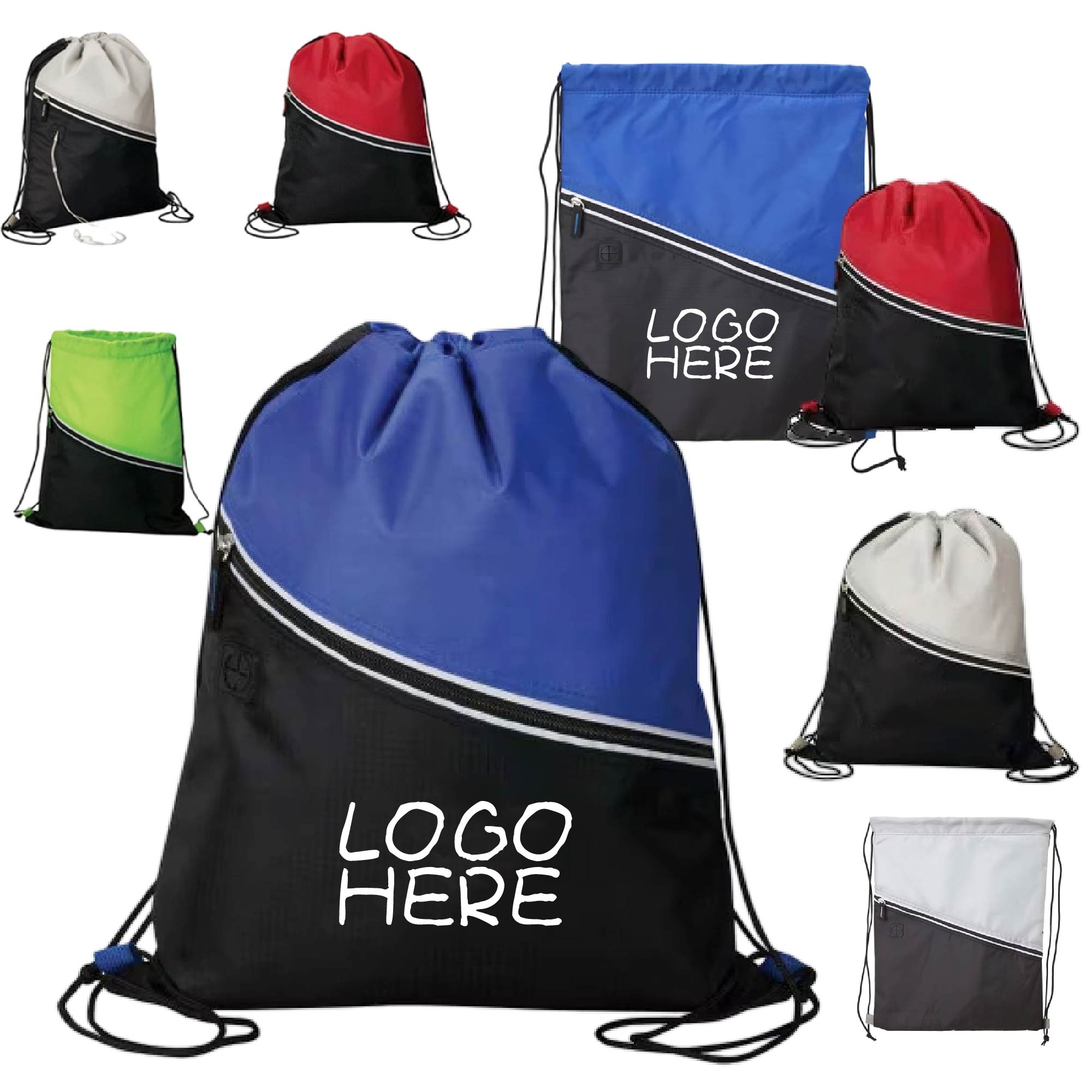 Non-woven Two Tone Drawstring Bag w/Front 2