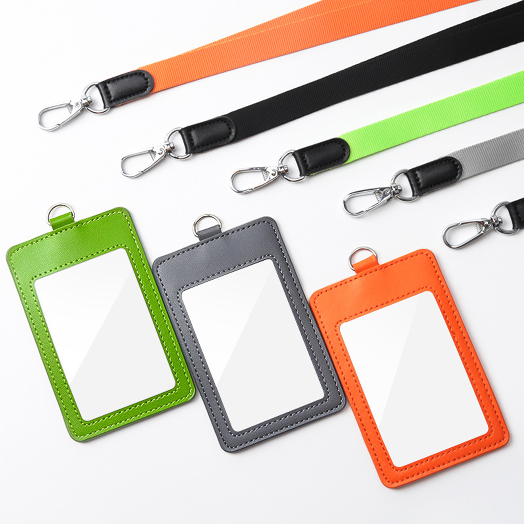 Faux Leather Vertical Badge Holder 1