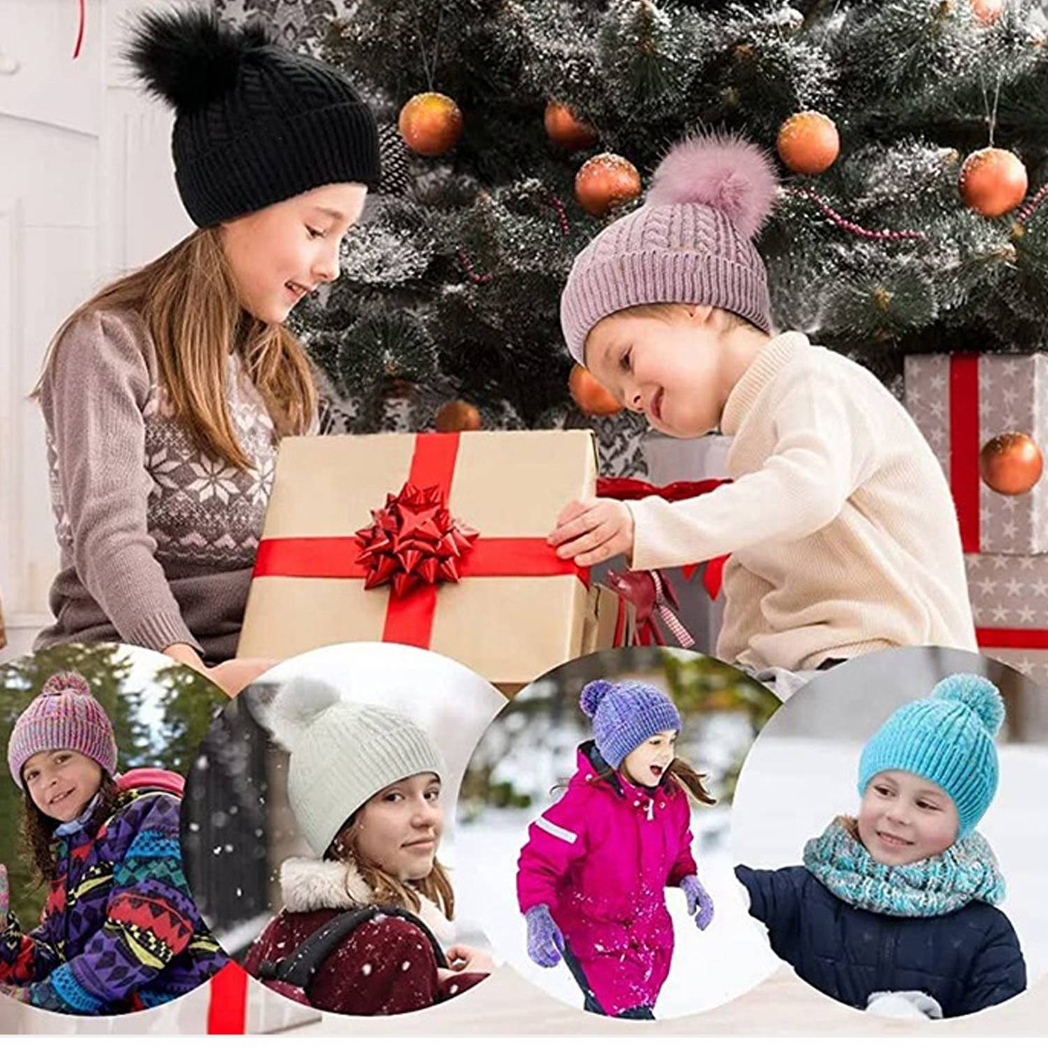 Winter Children's Warm Knitted Hat Scarf Gloves 3-Piece Set 2