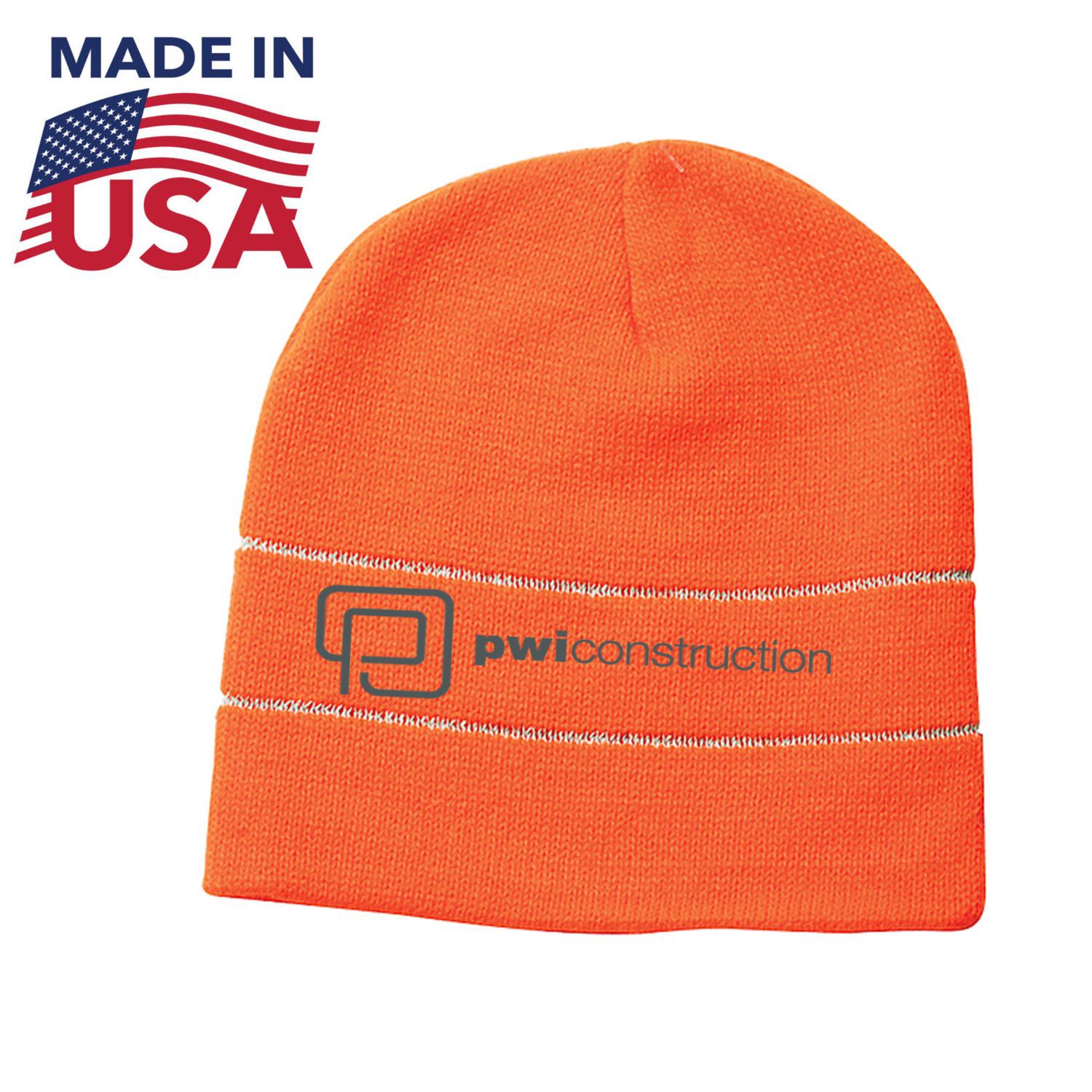 USA-Made Headwear Acrylic Safety Knit Beanie 1
