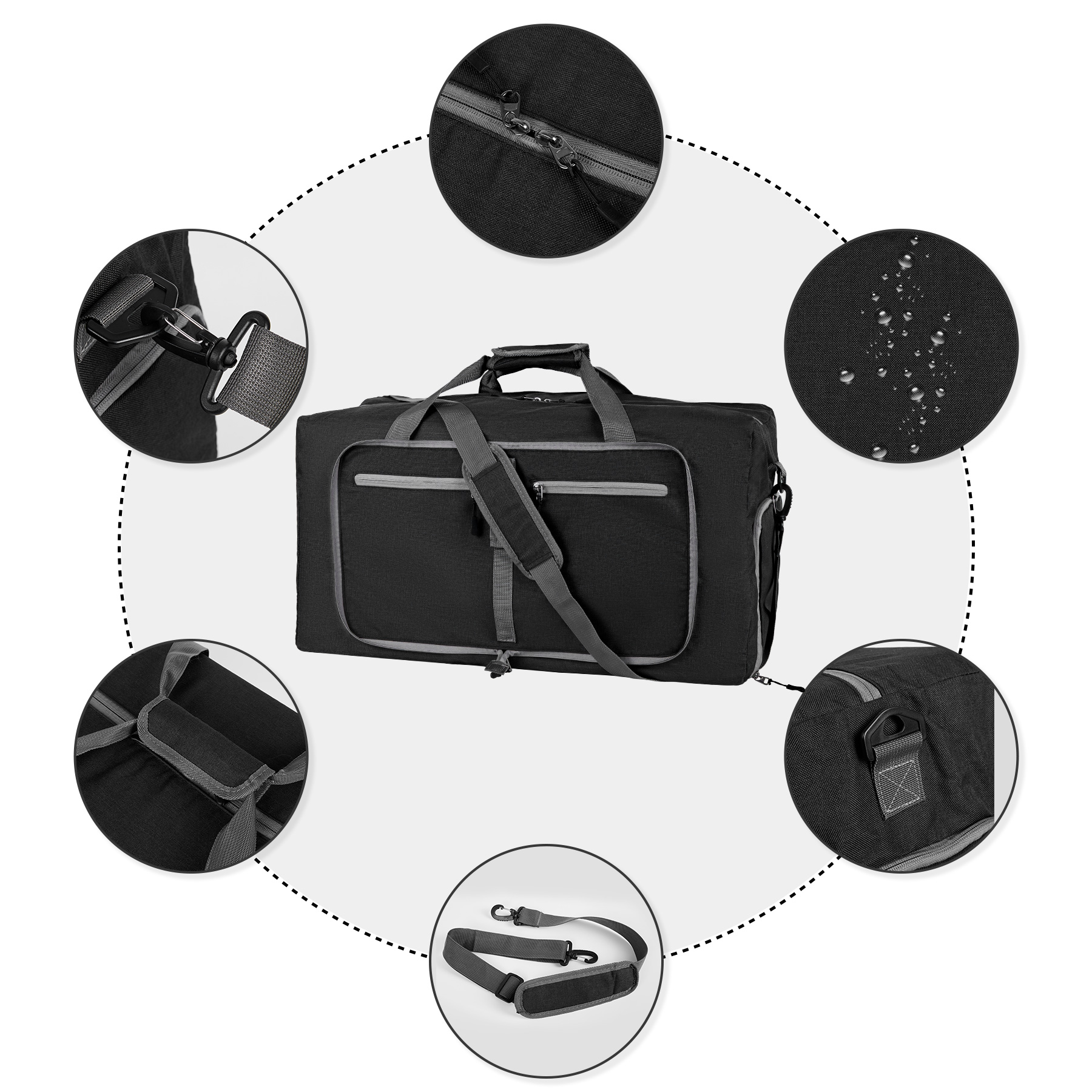 Foldable Travel Duffle Bag With Shoes Compartment 13