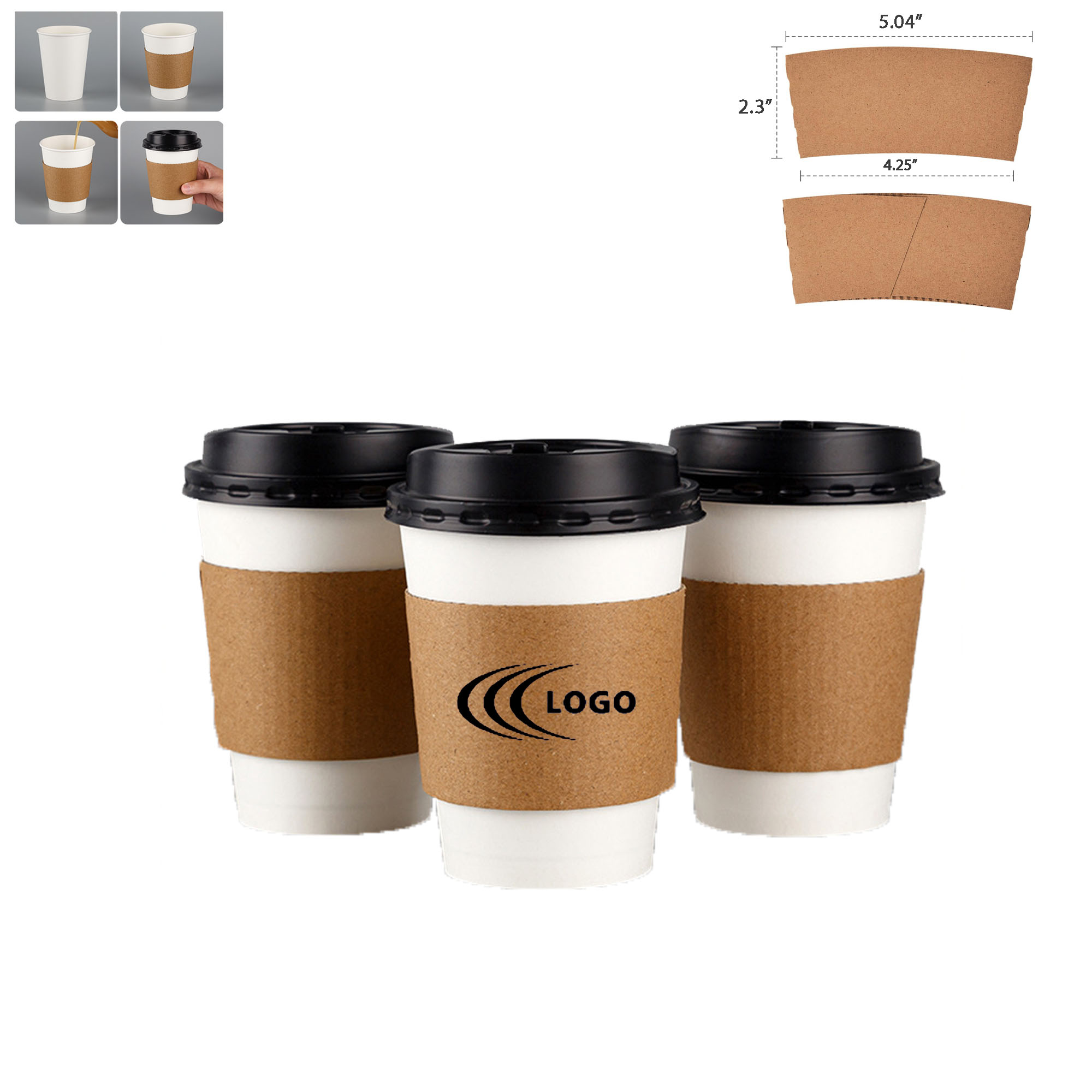 10oz To 20oz Disposable Coffee Cup Paper Sleeve 2
