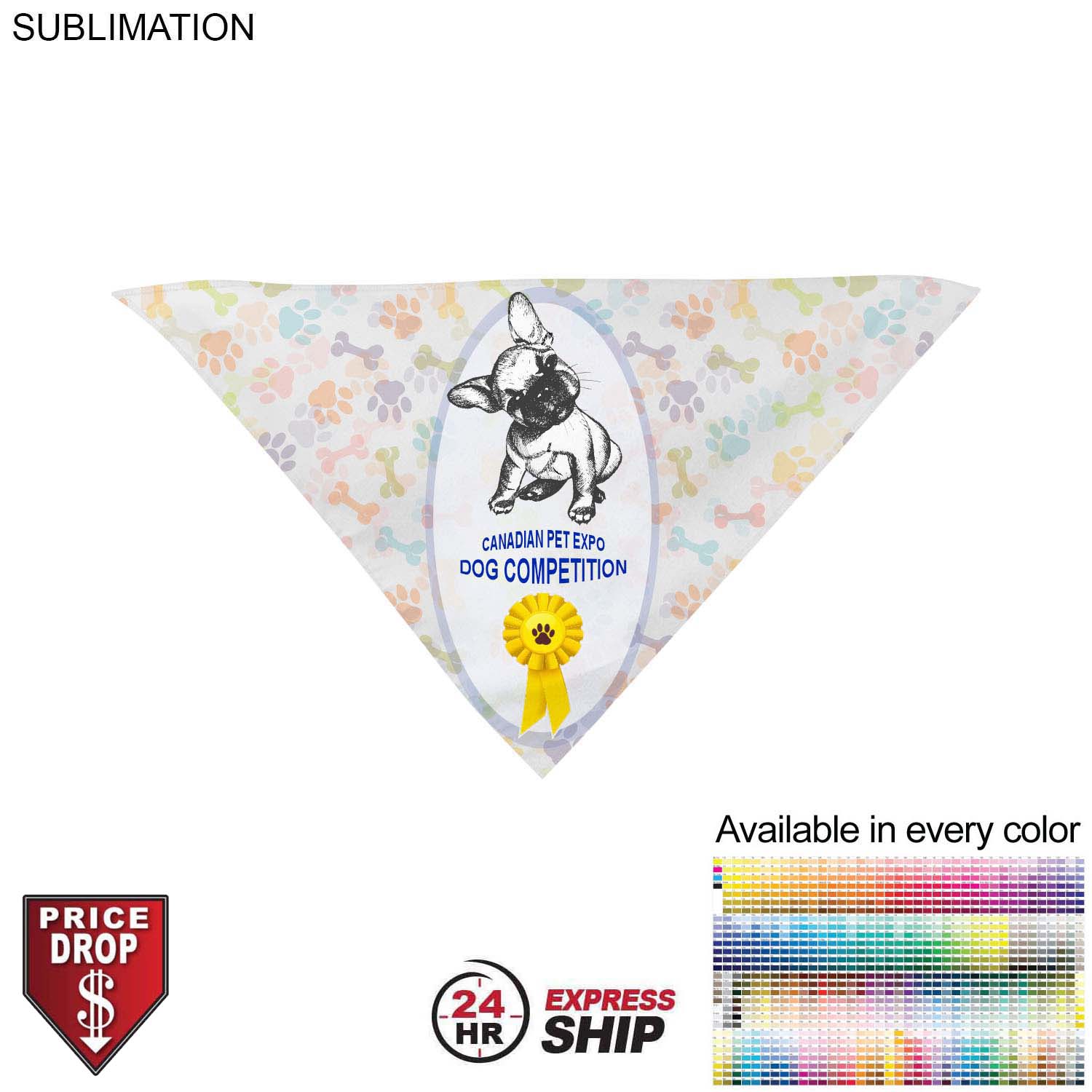 24 Hr Express Ship - Large Dog Bandana, 32x22x22, Stitched Edges, Sublimated Edge to Edge 5