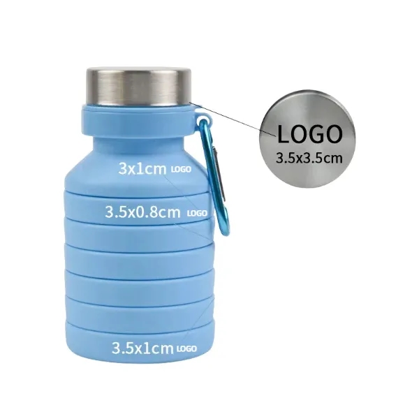 Collapsible Silicone Water Bottle with Carabiner Clip 9