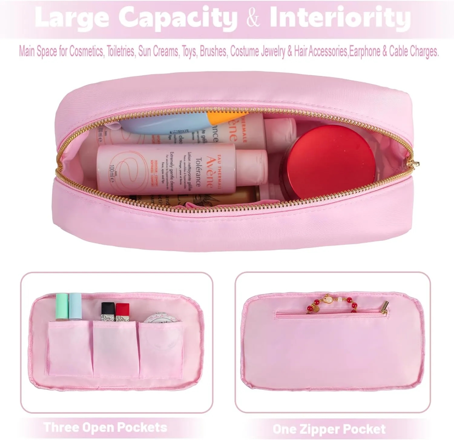 Waterproof Nylon Embroidered Letter Makeup Bag 3