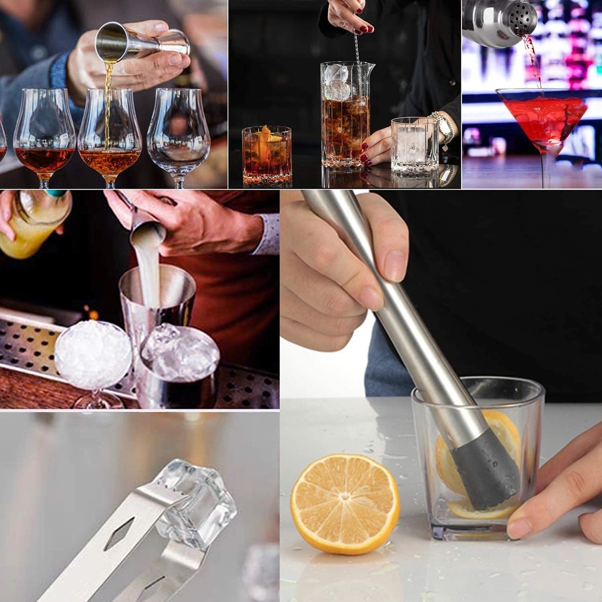 12 Pieces Stainless Steel Tool Cocktail Shaker Set 4