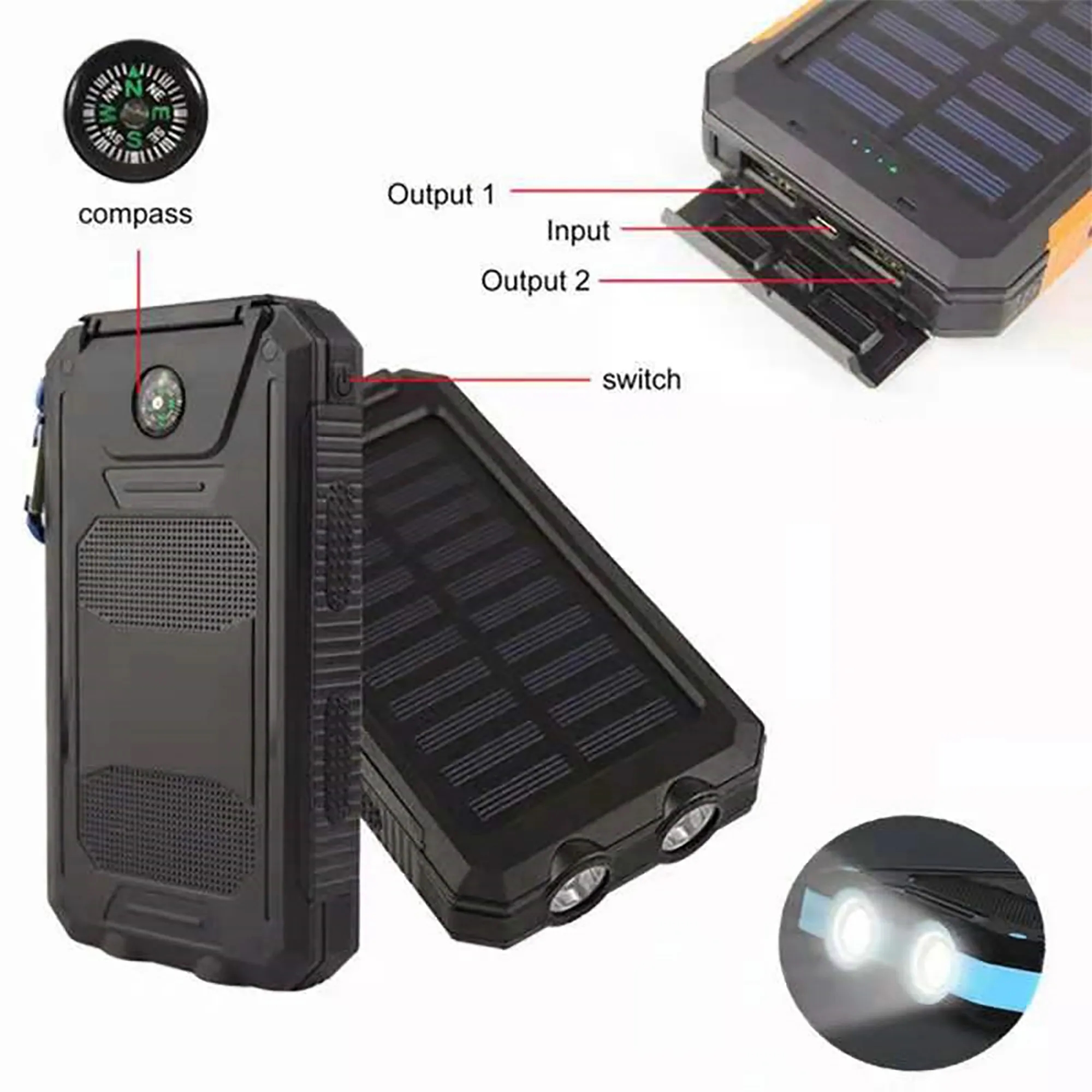 10000 mAh Solar Power Bank with Compass 4