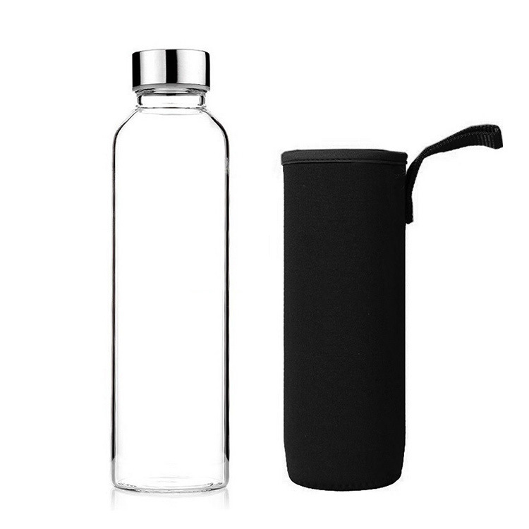 High borosilicate glass water bottle with cloth cover 3