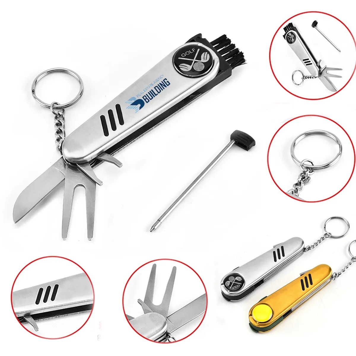 5 in 1 Kit Portable Multi-Pocket Golf Knife W/ Keychain 6