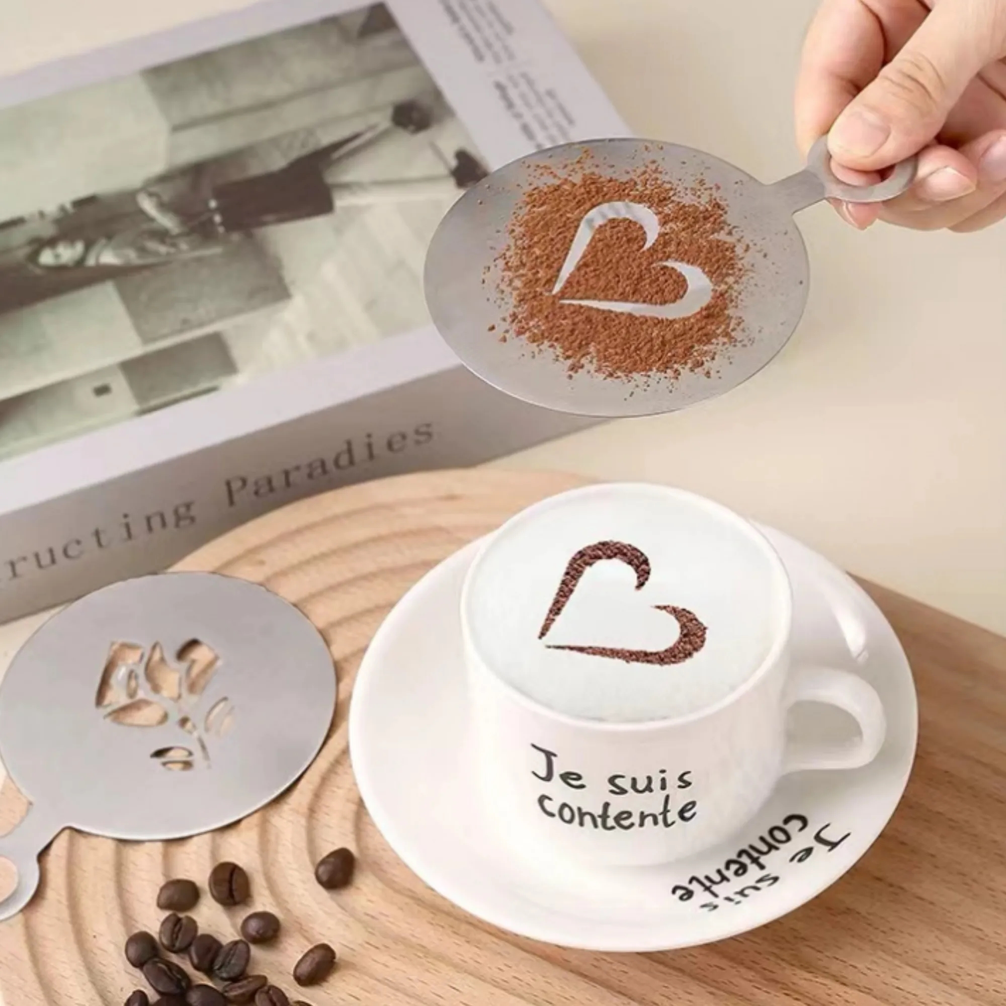 Coffee Decorating Stencil Latte Art Template DIY Tools 3