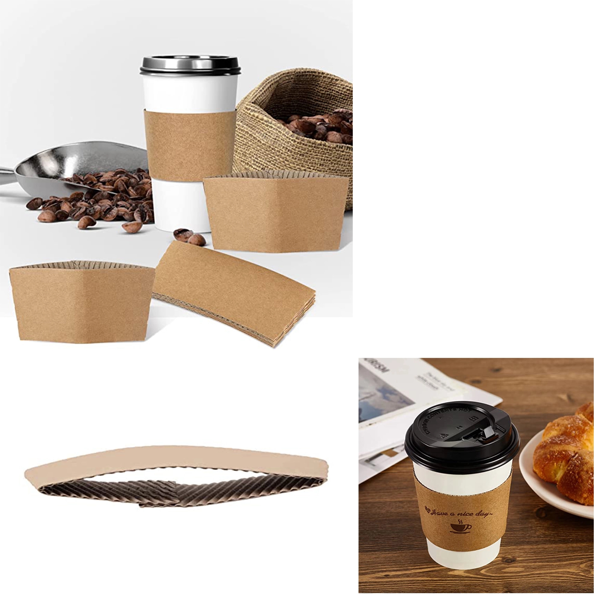 Disposable Kraft Coffee Cup Sleeve 7