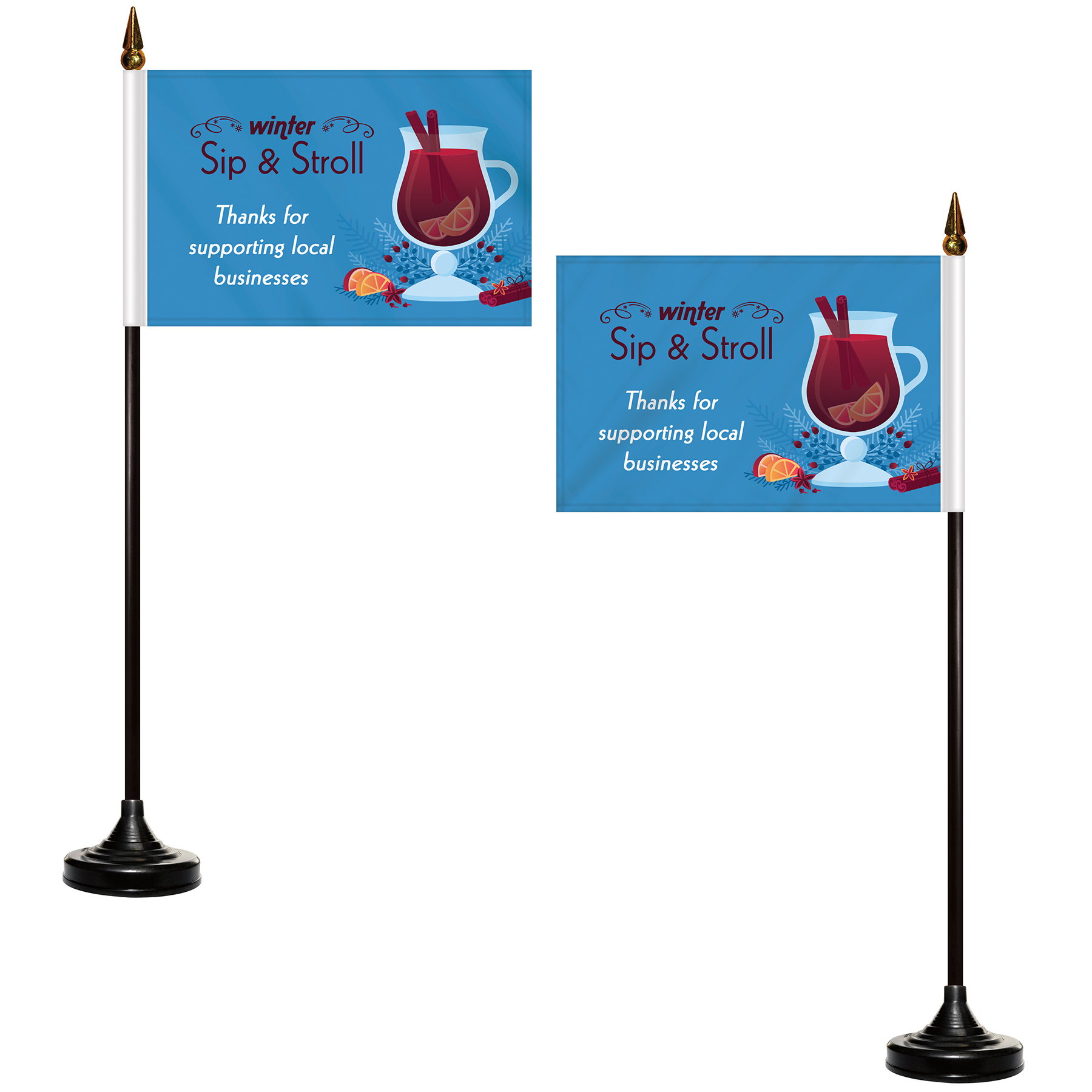 Double Sided Stick Flag with Black Plastic Weighted Base 7