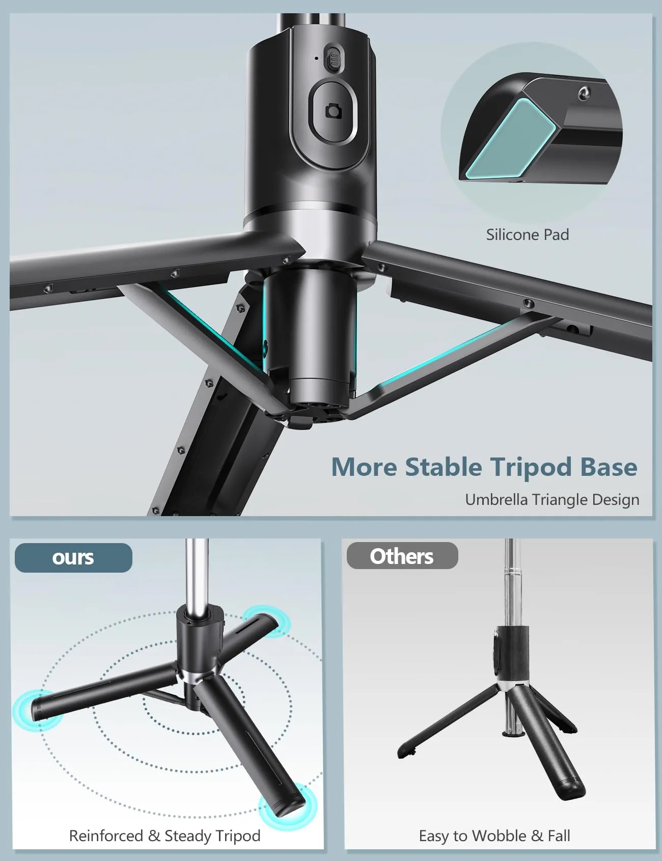 Selfie Stick Tripod with Light 4