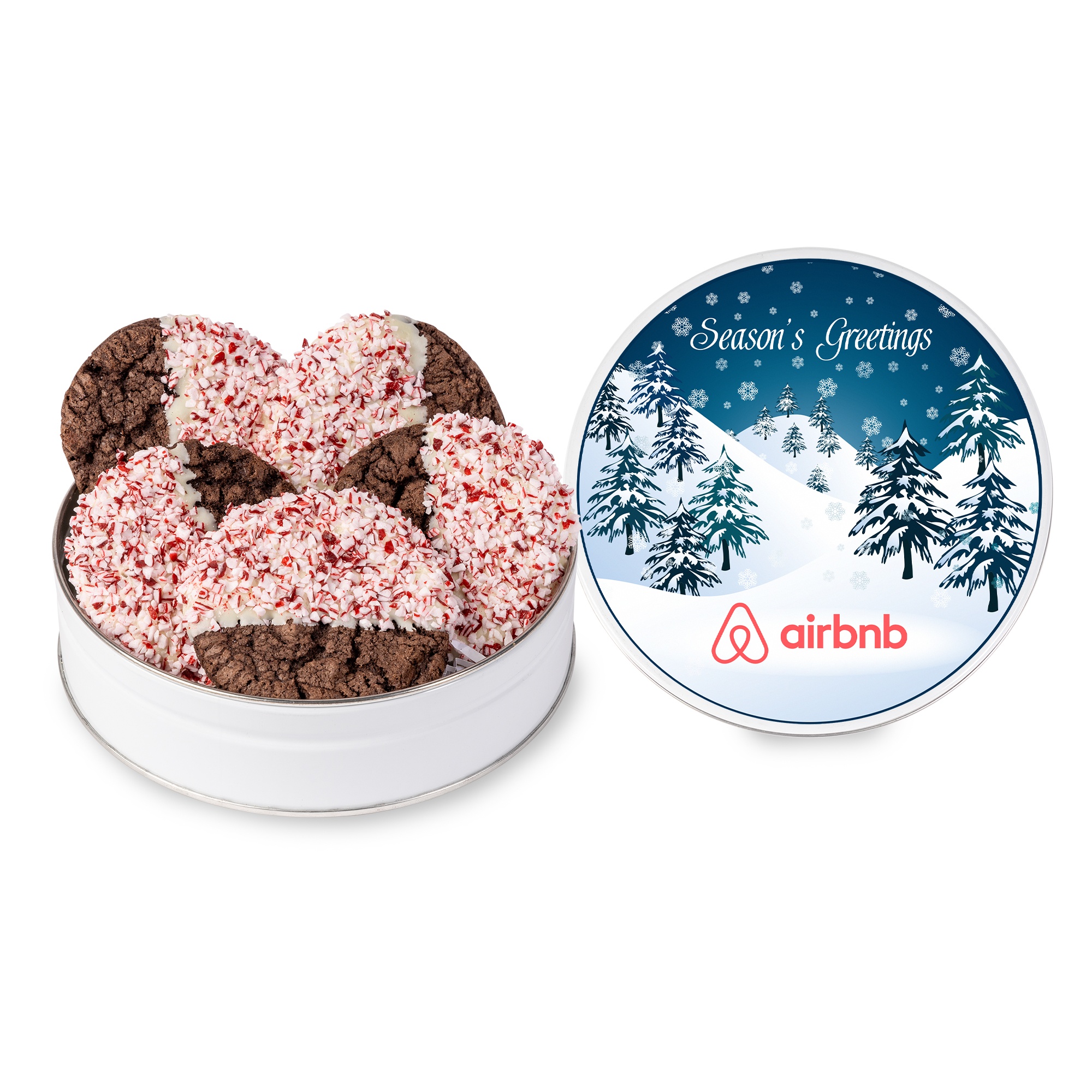 Crushed Peppermint Chocolate French Sable Cookie in Gift Tin-Small 1