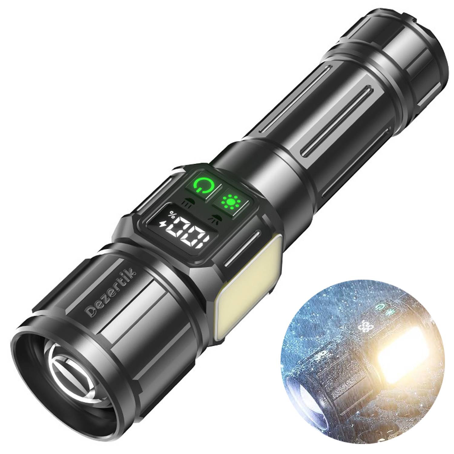 Adjustable Laser Flashlight w/ Digital Display&Magnetic Base