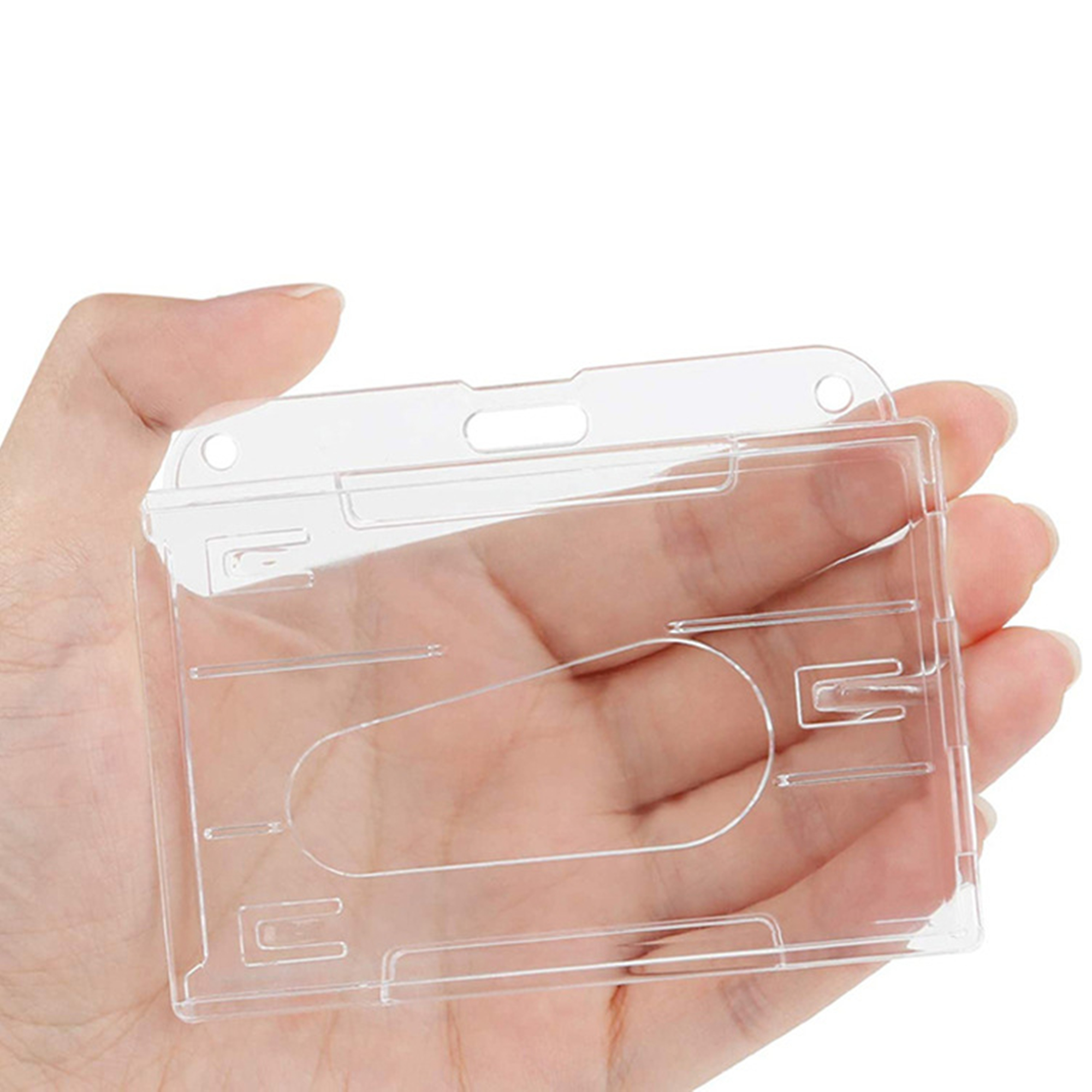 Clear Horizontal Badge Holder With Thumb Slot 4