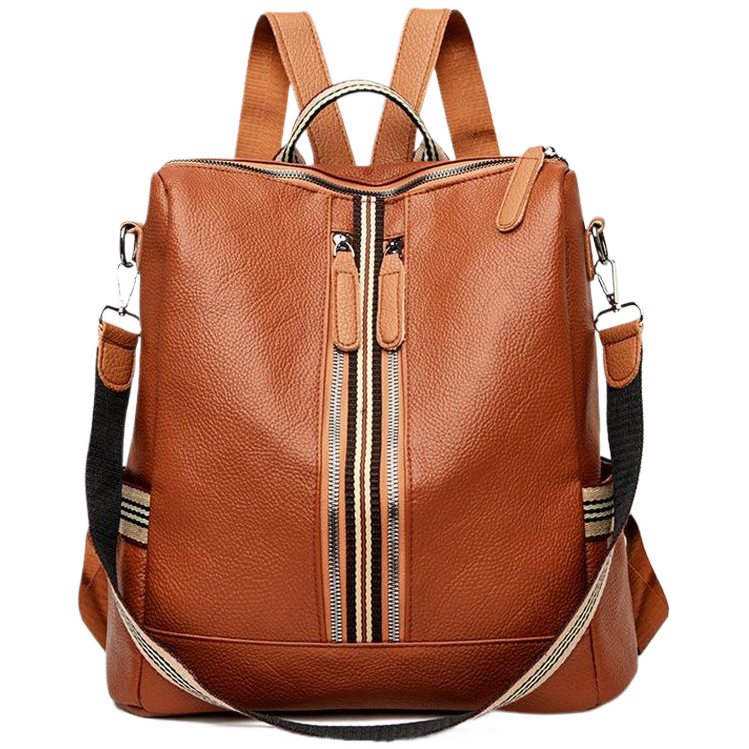 Adjustable Strap PU Leather Women Retro Backpack 2