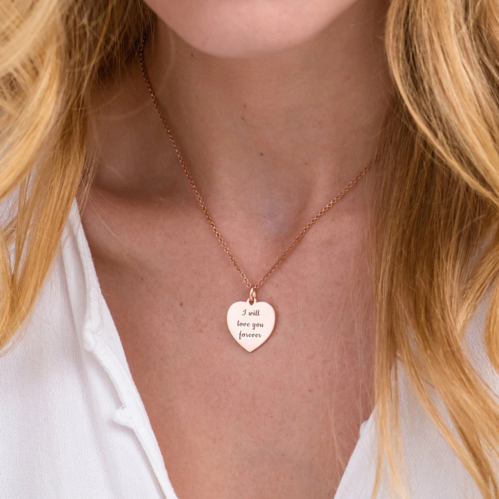 Personalized Engraved Stainless Steel Necklace - Heart 7