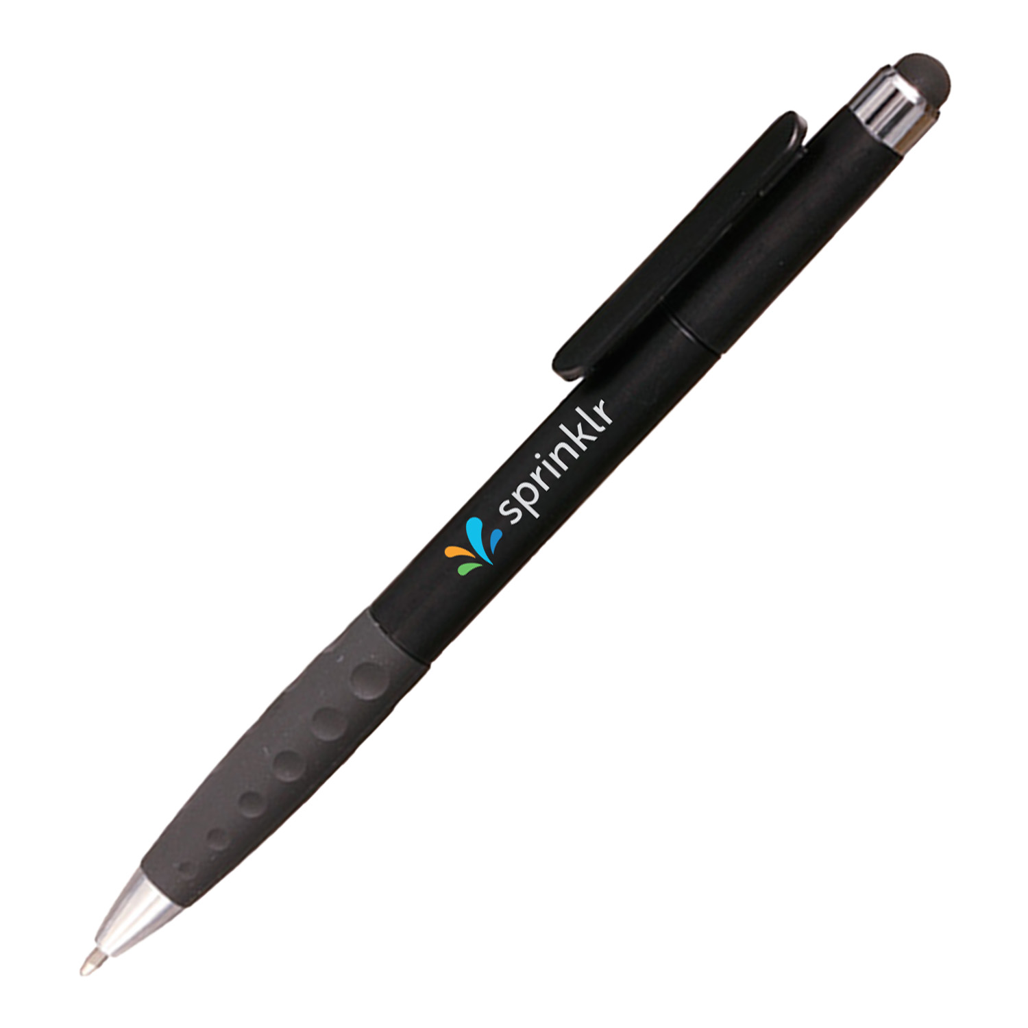 Twist Plastic Pens w/ Rubber Grip & Stylus Top Ballpoint Pen 2