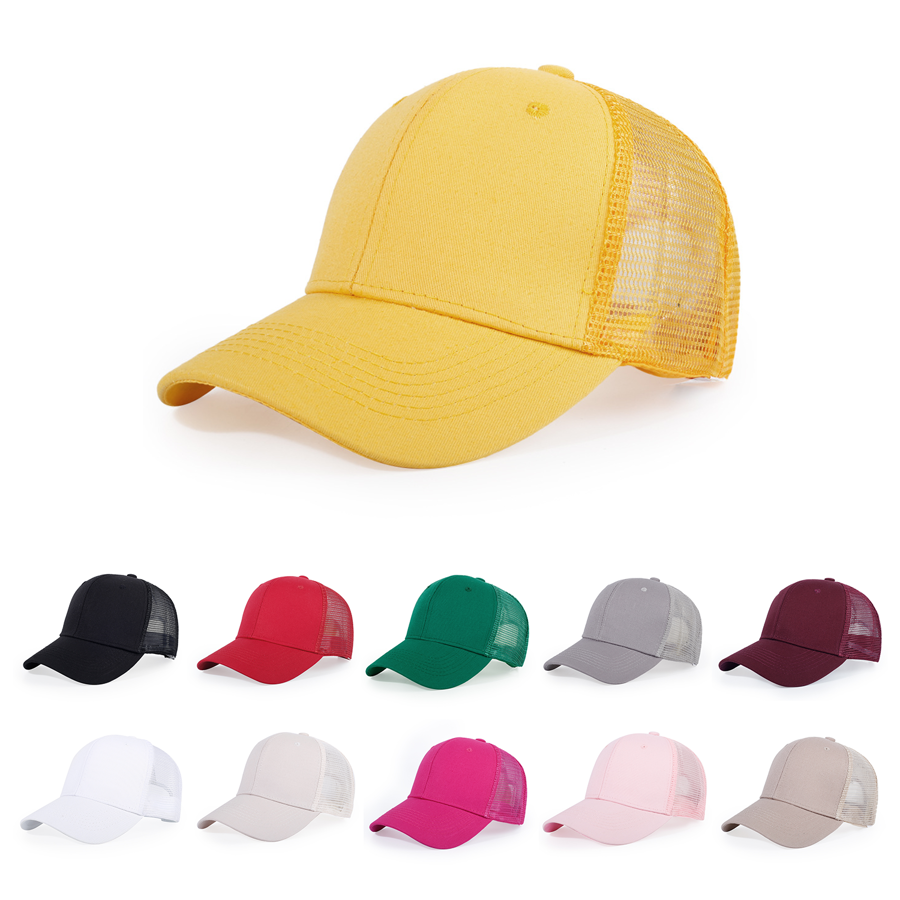 Stock Solid Color Cotton 6-Panel Trucker Cap 2