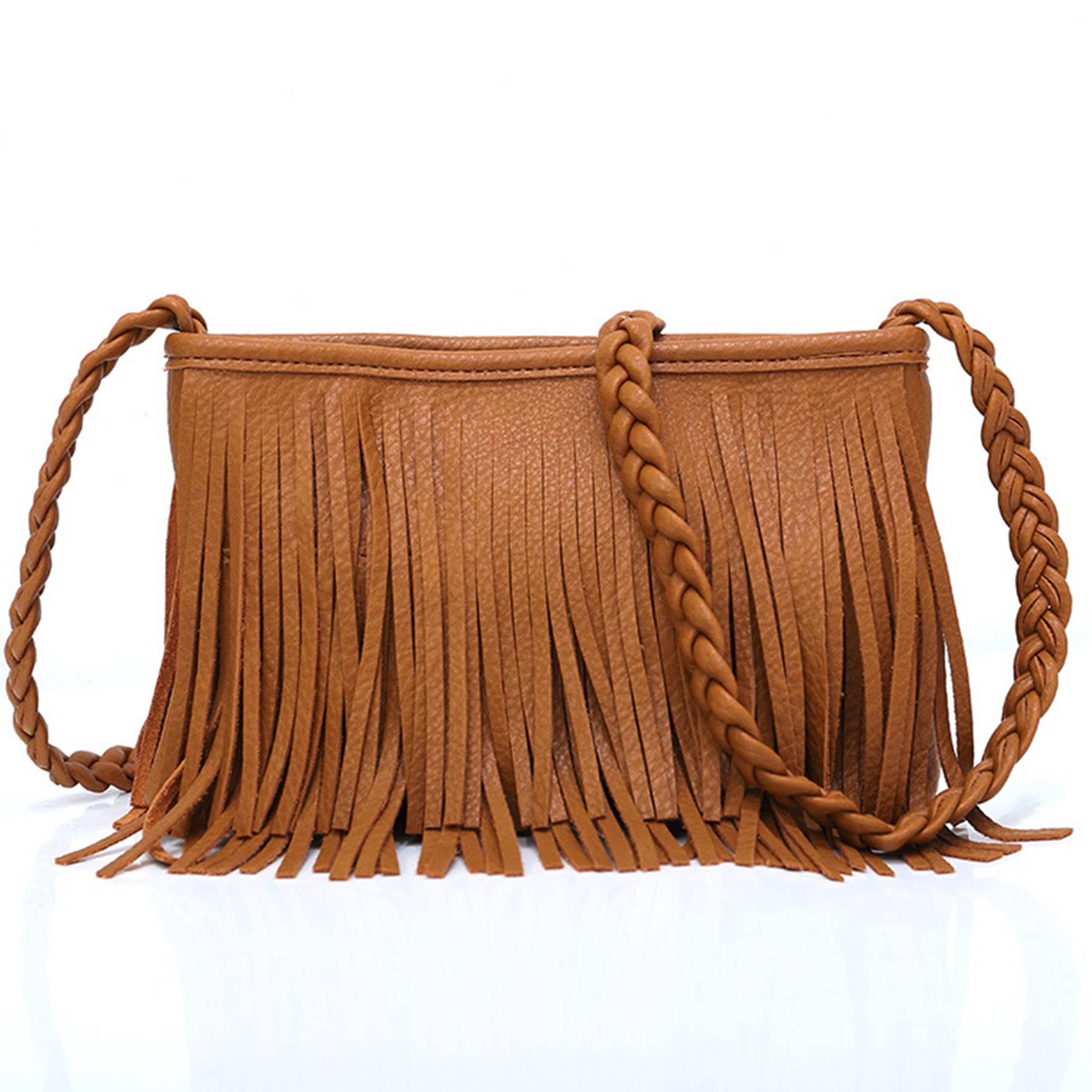 PU Hand-woven tassel shoulder cross-body bag 8