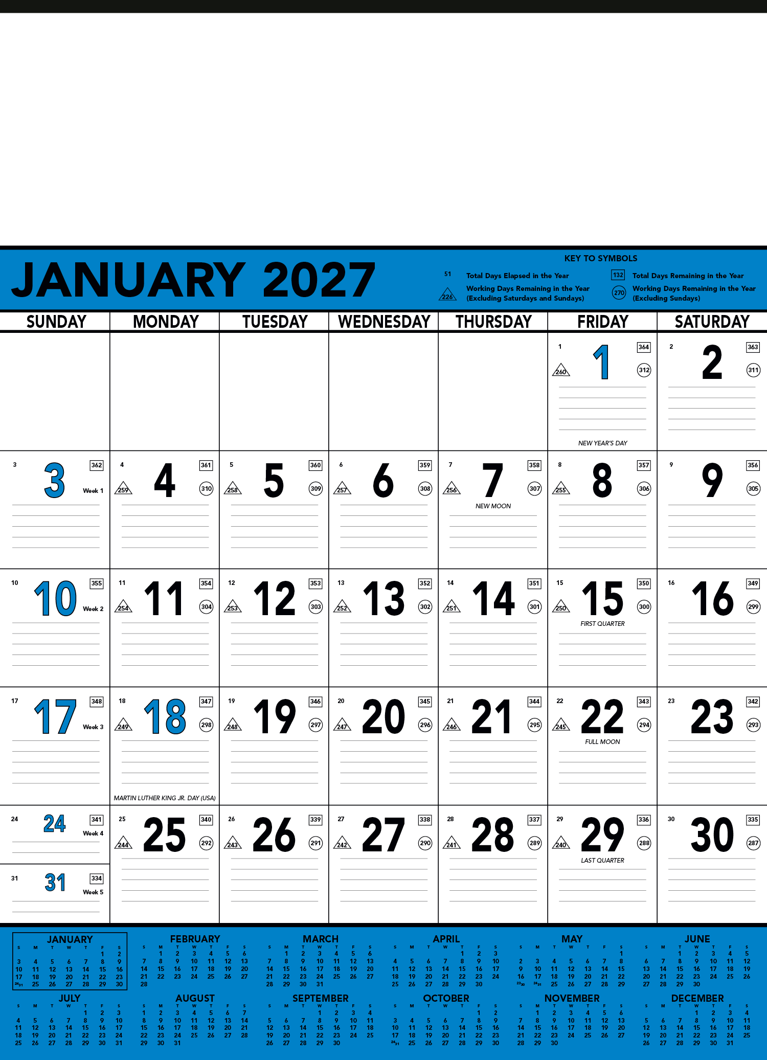 Triumph® Calendars Blue & Black Contractor Memo Calendar 15