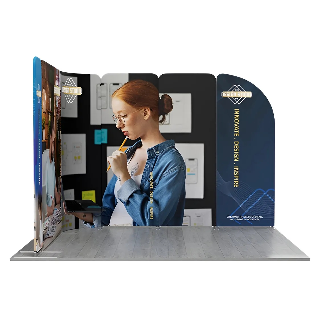 10ft Magnetic Modular Fabric Displays - L Shape Sloped 12