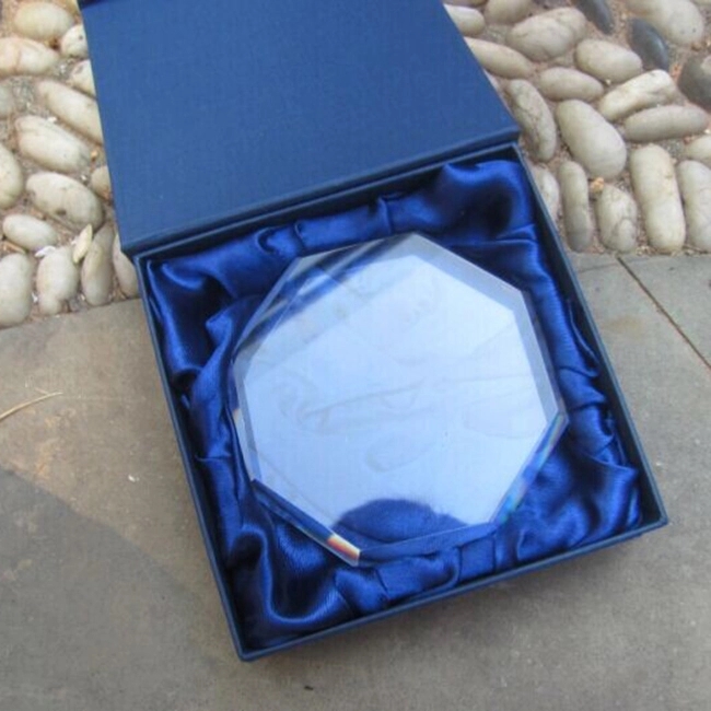 3D Crystal Octagon Clear Paperweight 4