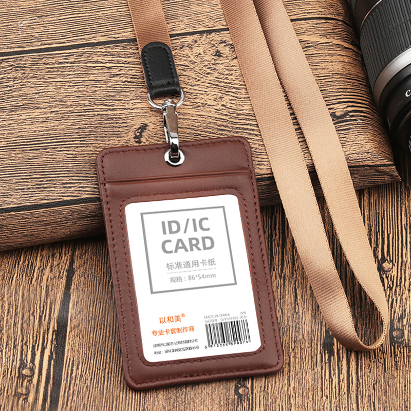 Genuine Leather ID Badge Holder with 3 Slots 1