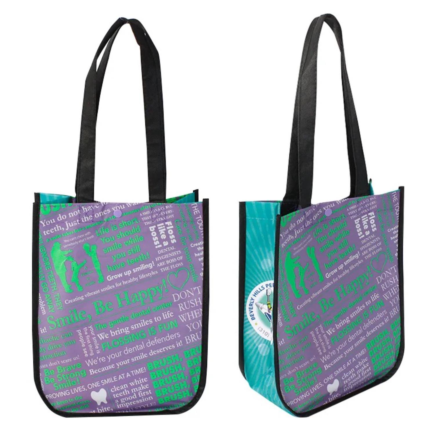 Sublimated PET Non-Woven Full Color Rounded Bottom Tote Bag - 4 Sided (10" x 12" x 5") 1