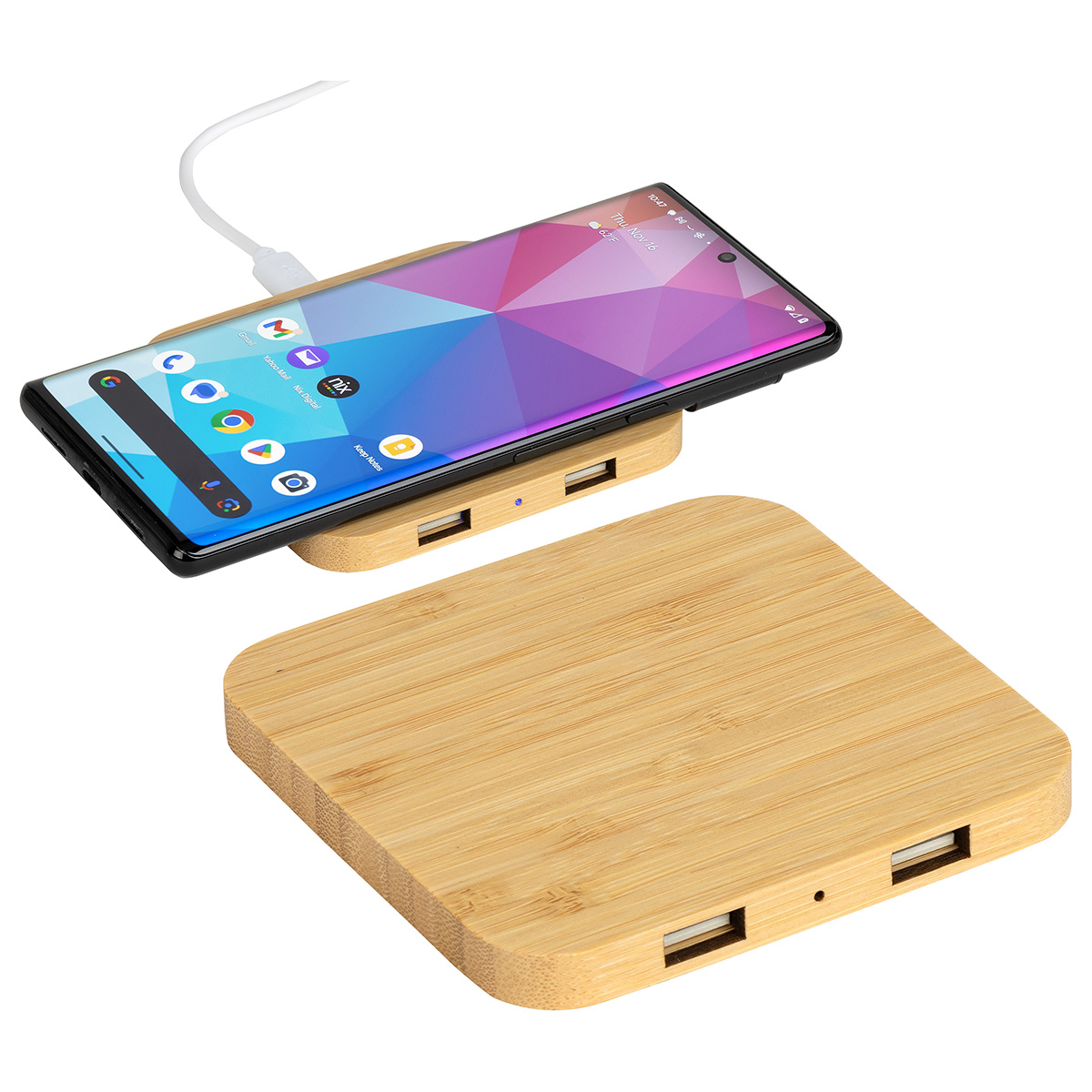 Panda Bamboo 15W Wireless Charger with Dual USB Ports 9