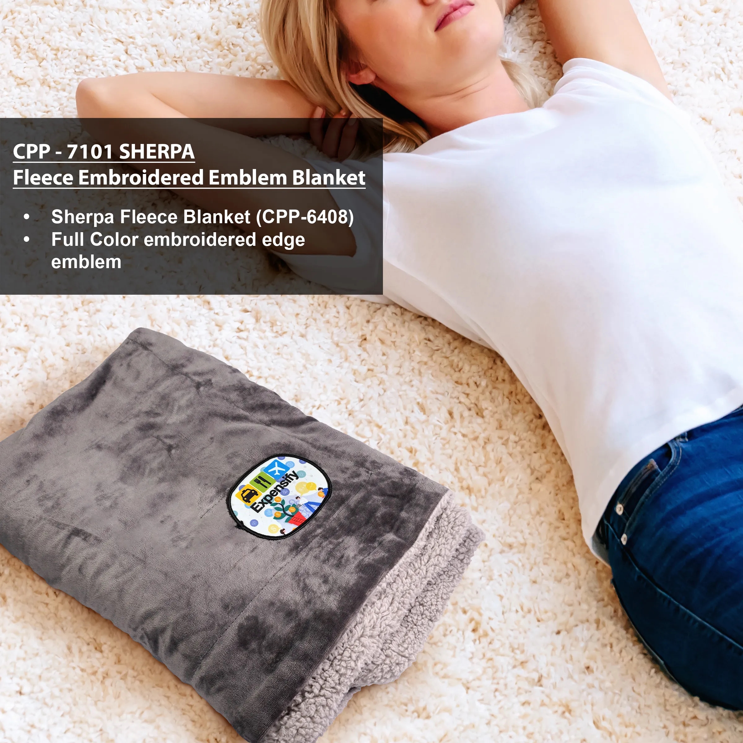 Sherpa Fleece Embroidered Emblem Blanket 10