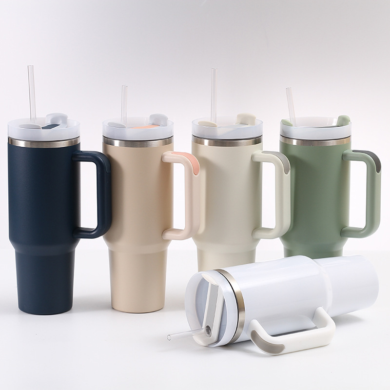 40 oz. Stainless Steel Tumbler with Straw 1