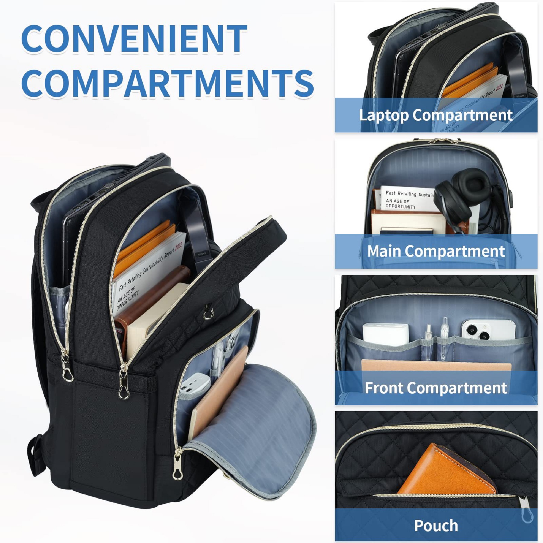 15.6 Inch Stylish Daypack with USB Charging Port 6