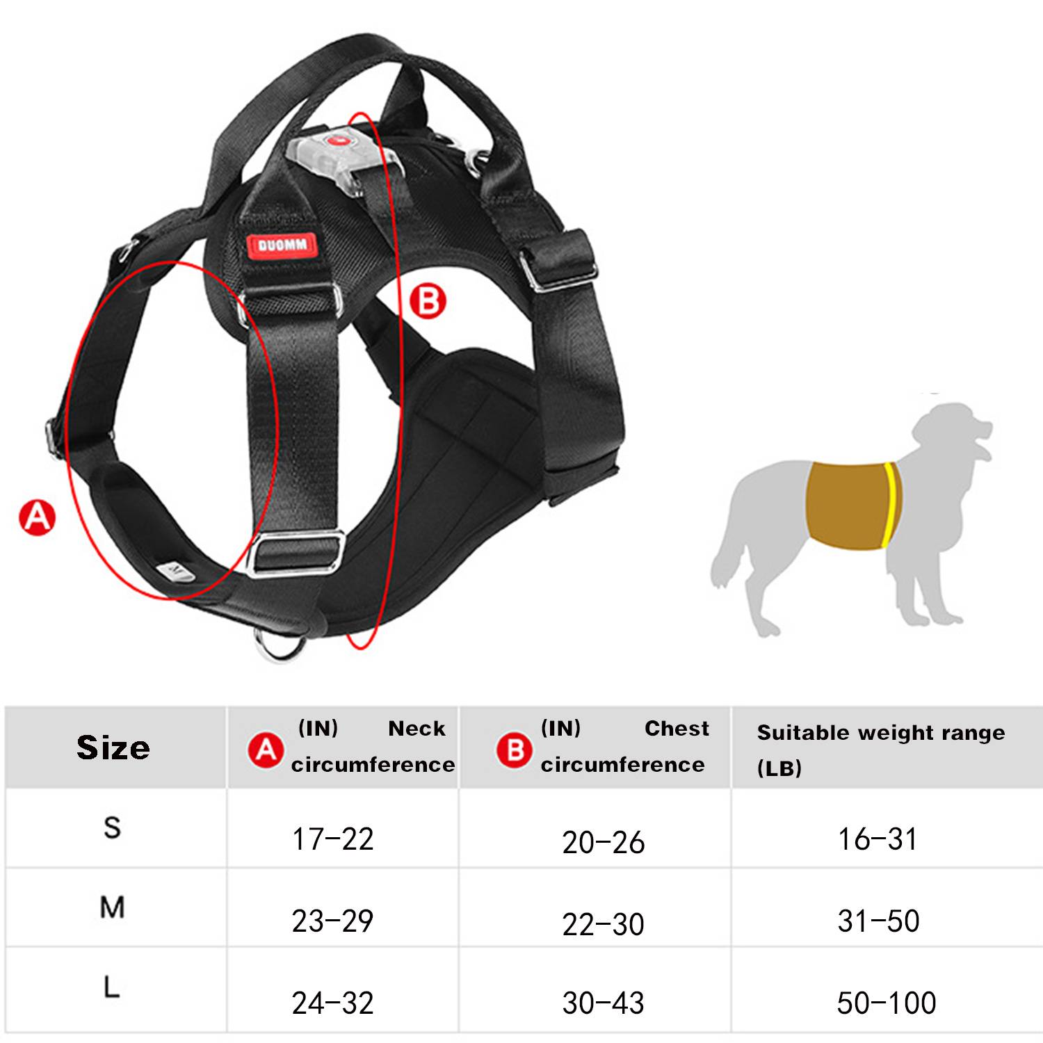 Multiple Sizes Luminous LED Lamp Pet Dog Harness 3