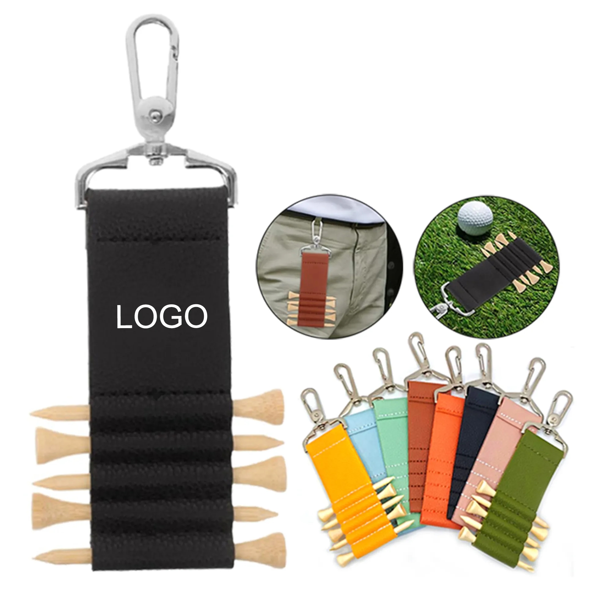Leather Golf Tee Holder Keychain Carabiner 2