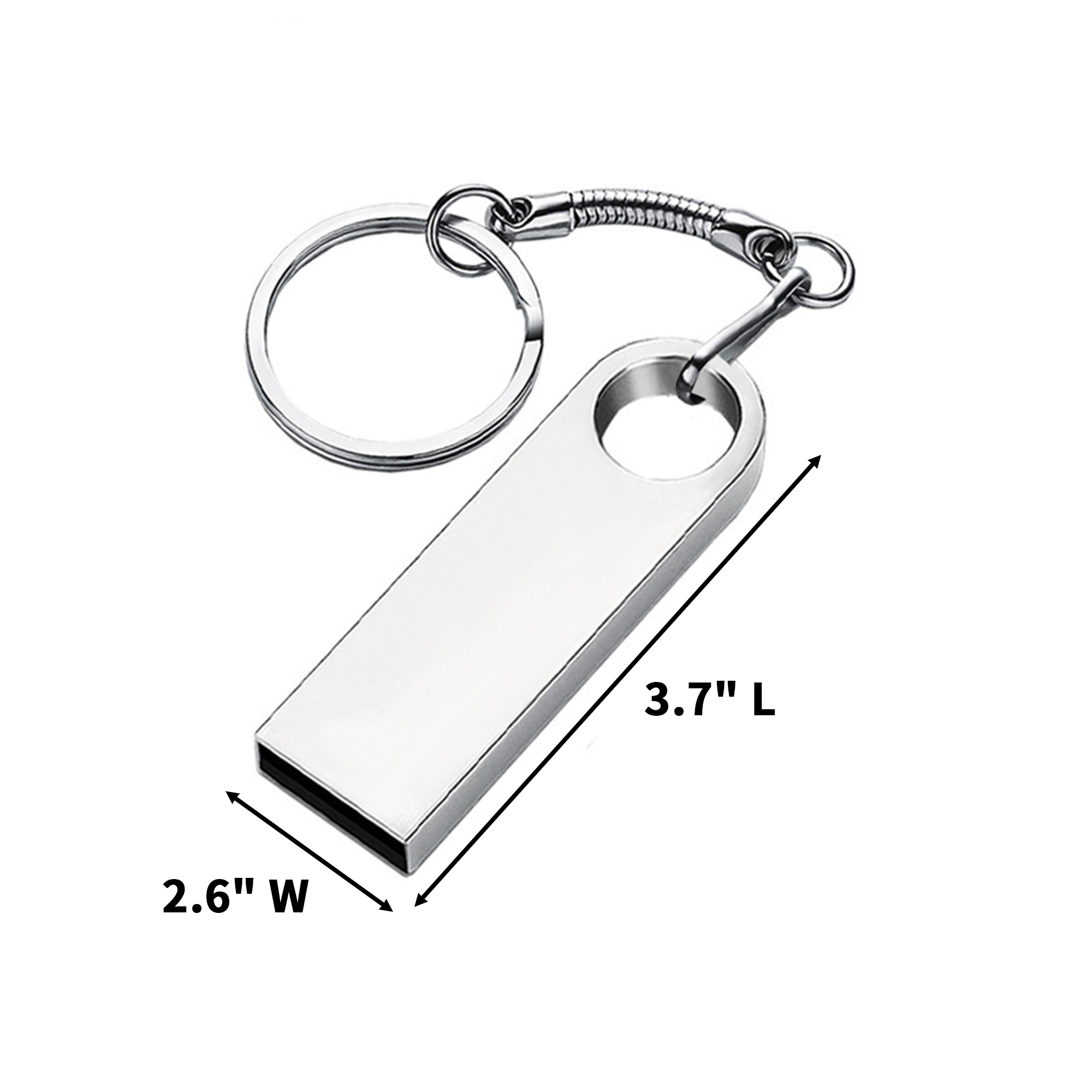 Two Gigabyte Metal Memory Stick With Key Ring And Gift Box 3.7 x 2.6" 4